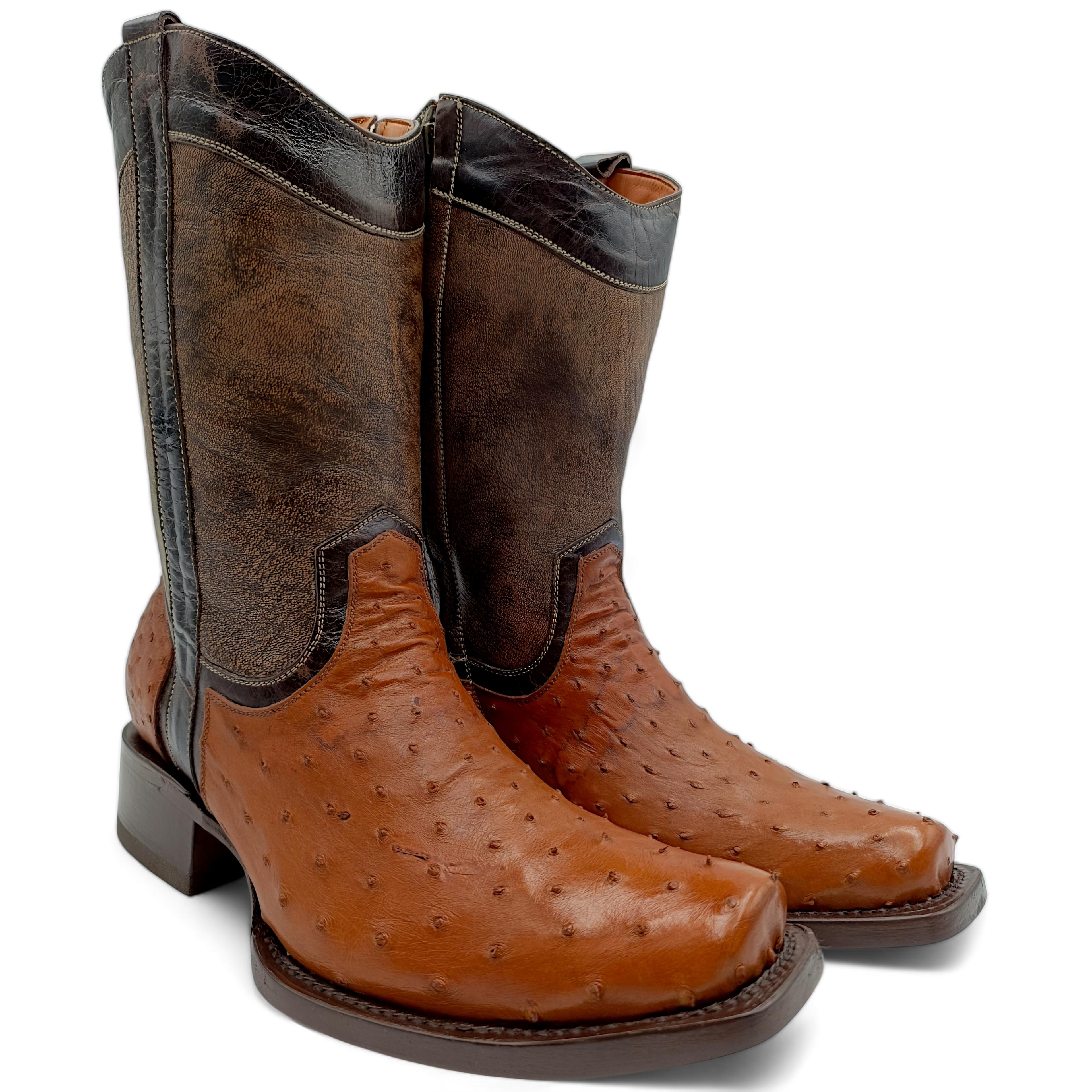 BOTA VAQUERA EN PIEL GENUINA DE AVESTRUZ PARA CABALLERO (M3)
