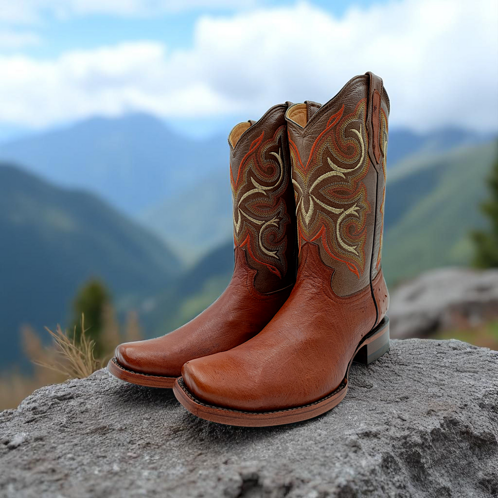 BOTA VAQUERA EN PIEL GENUINA DE AVESTRUZ PARA CABALLERO (M10)