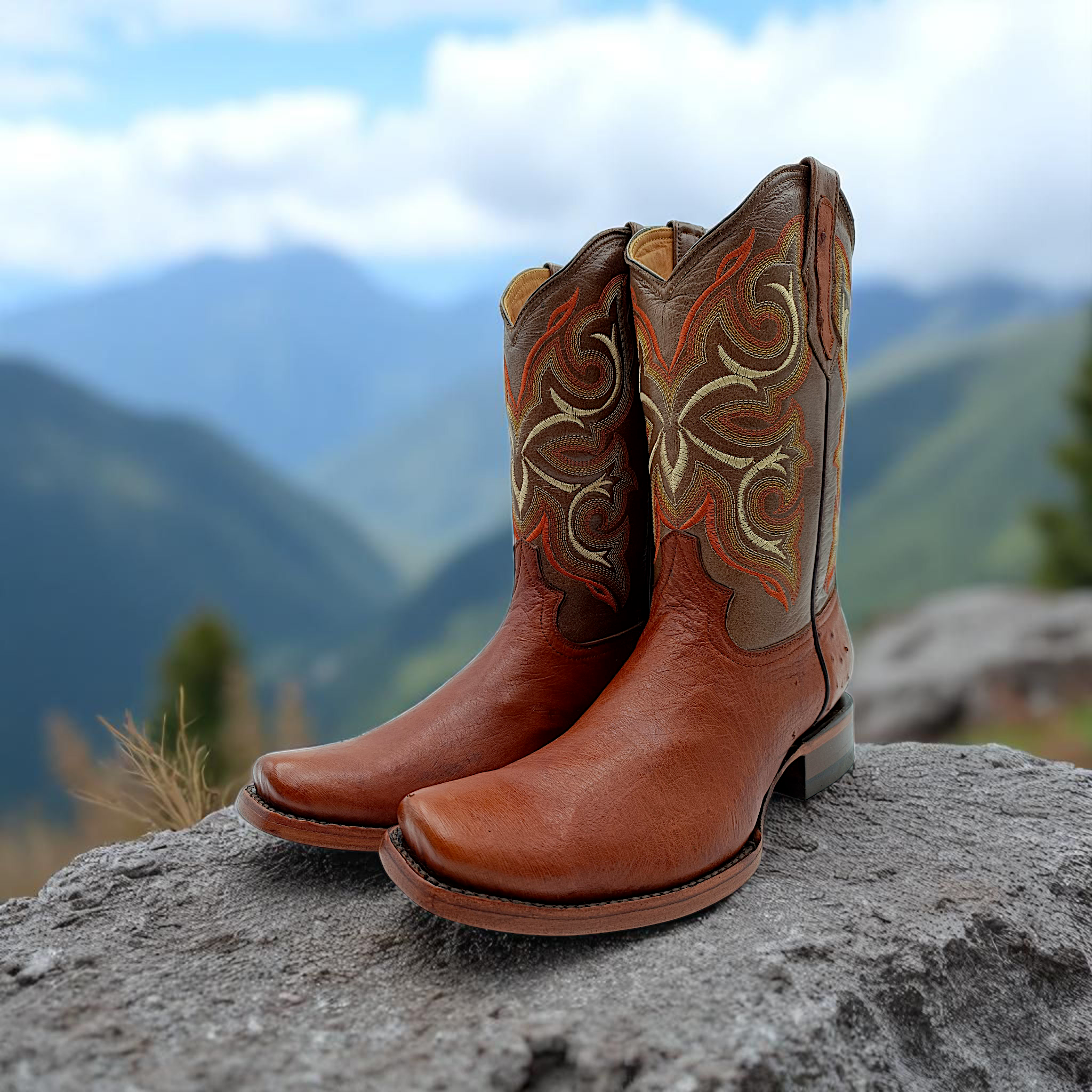 BOTA VAQUERA EN PIEL GENUINA DE AVESTRUZ PARA CABALLERO (M10)