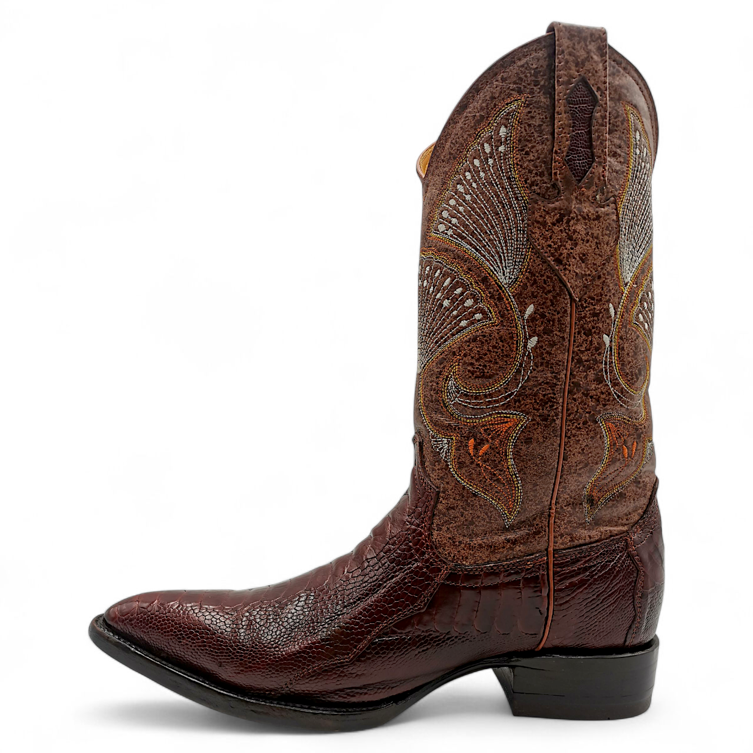 BOTA VAQUERA EN PIEL GENUINA DE PATA DE AVESTRUZ PARA CABALLERO (MSN)