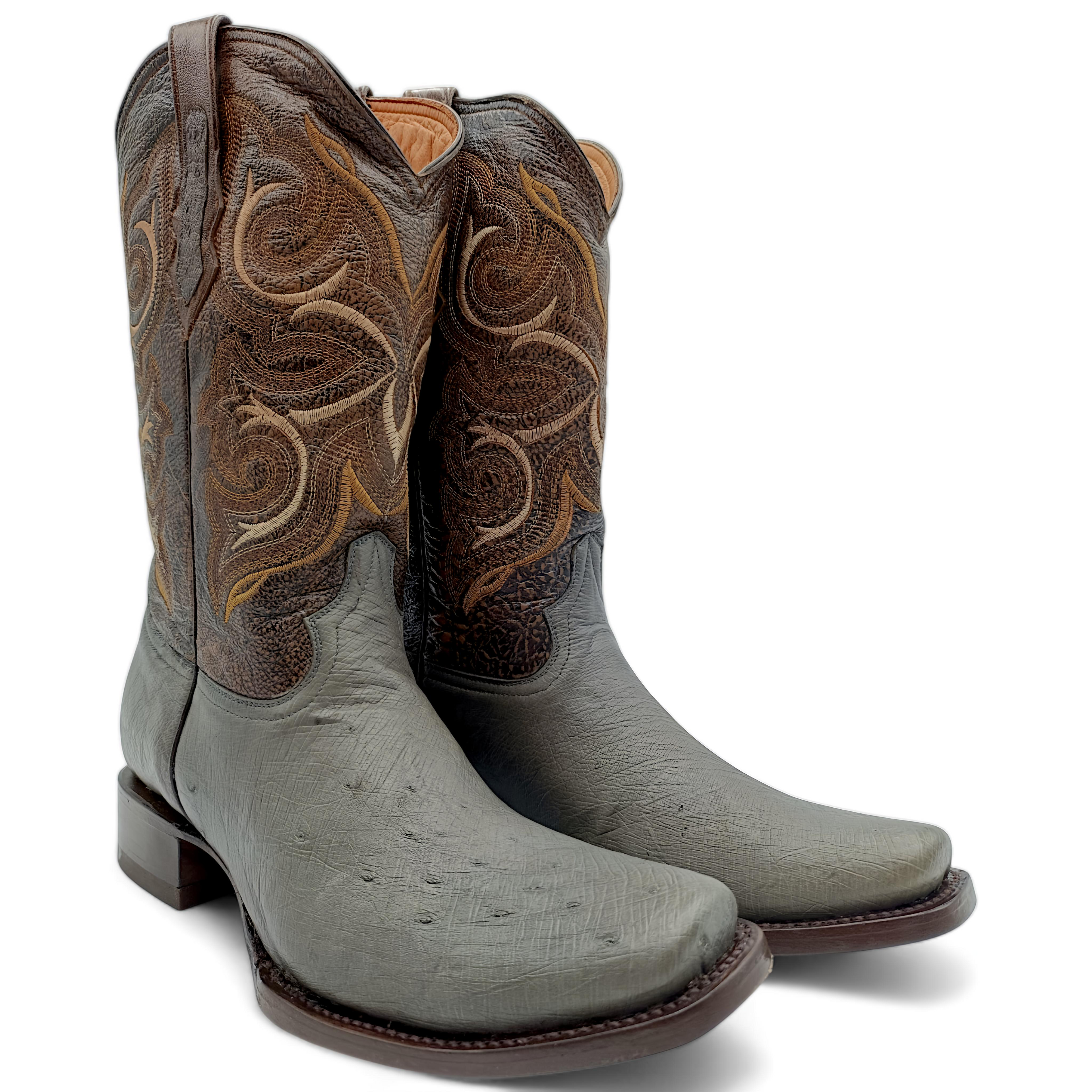 BOTA VAQUERA EN PIEL GENUINA DE AVESTRUZ PARA CABALLERO (M27)