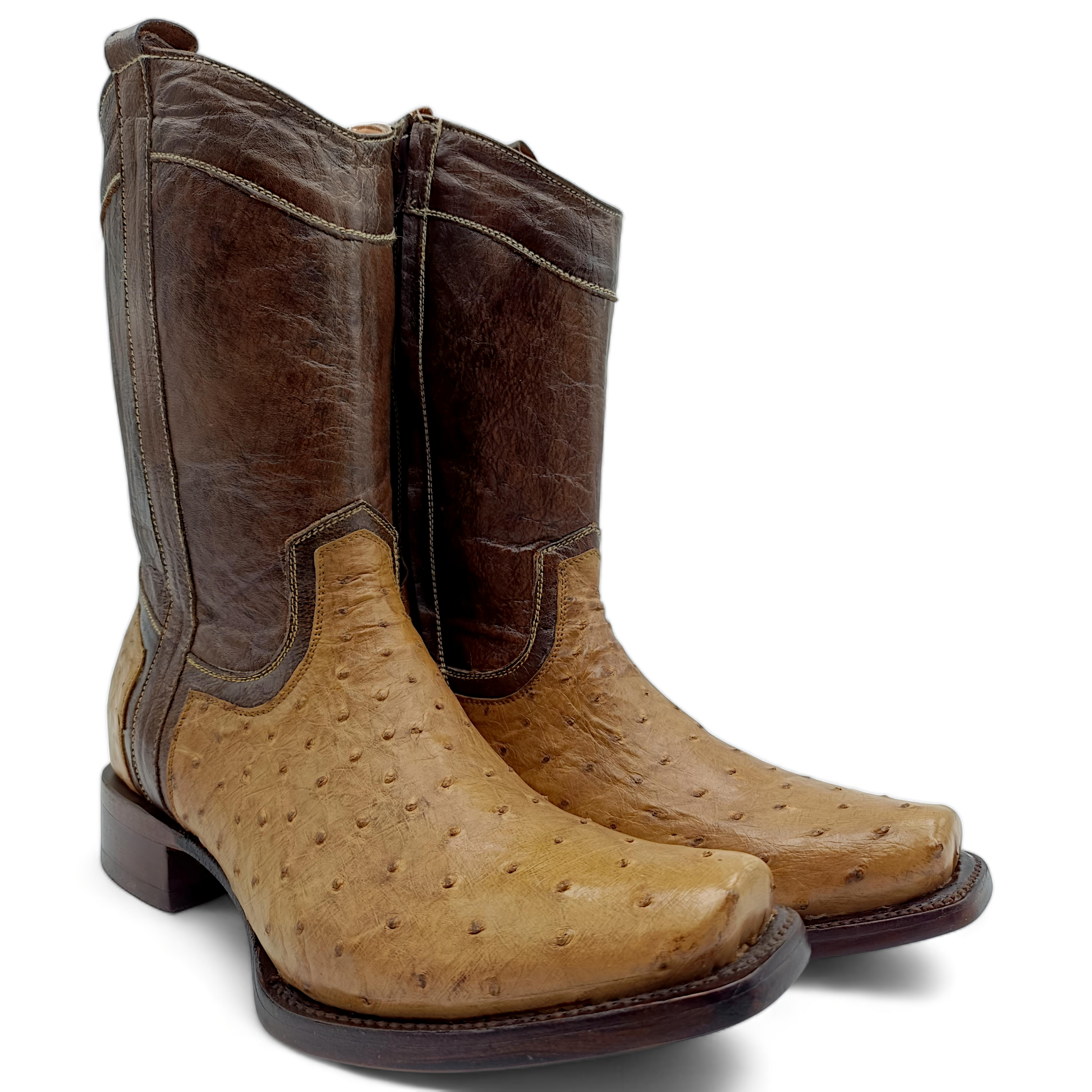 BOTA VAQUERA EN PIEL GENUINA DE AVESTRUZ PARA CABALLERO (M1)