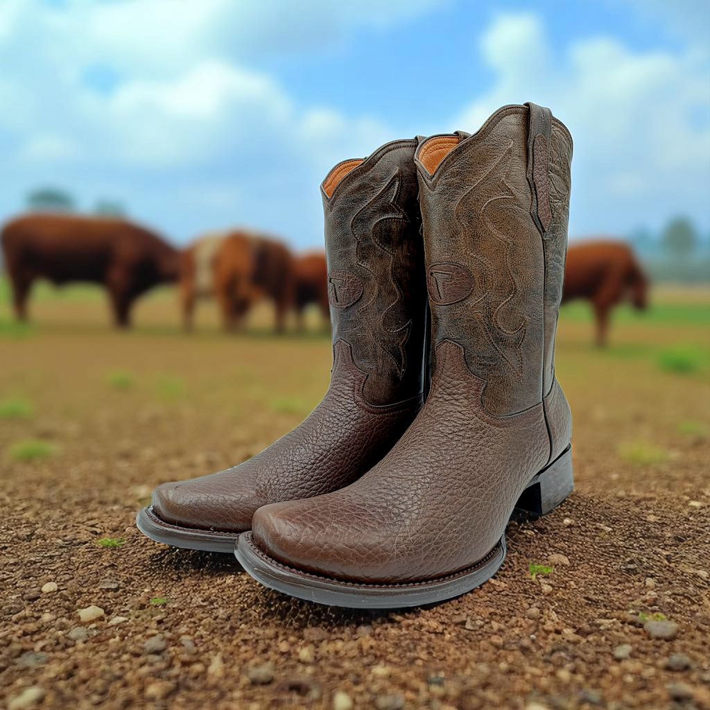 BOTA VAQUERA EN PIEL GENUINA DE CUELLO DE TORO PARA CABALLERO (M22)