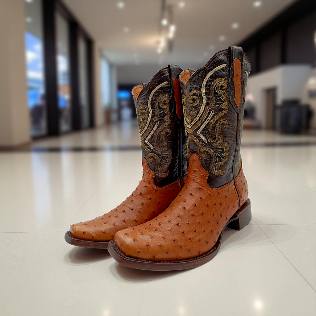 BOTA VAQUERA EN PIEL GENUINA DE AVESTRUZ PARA CABALLERO (M26)