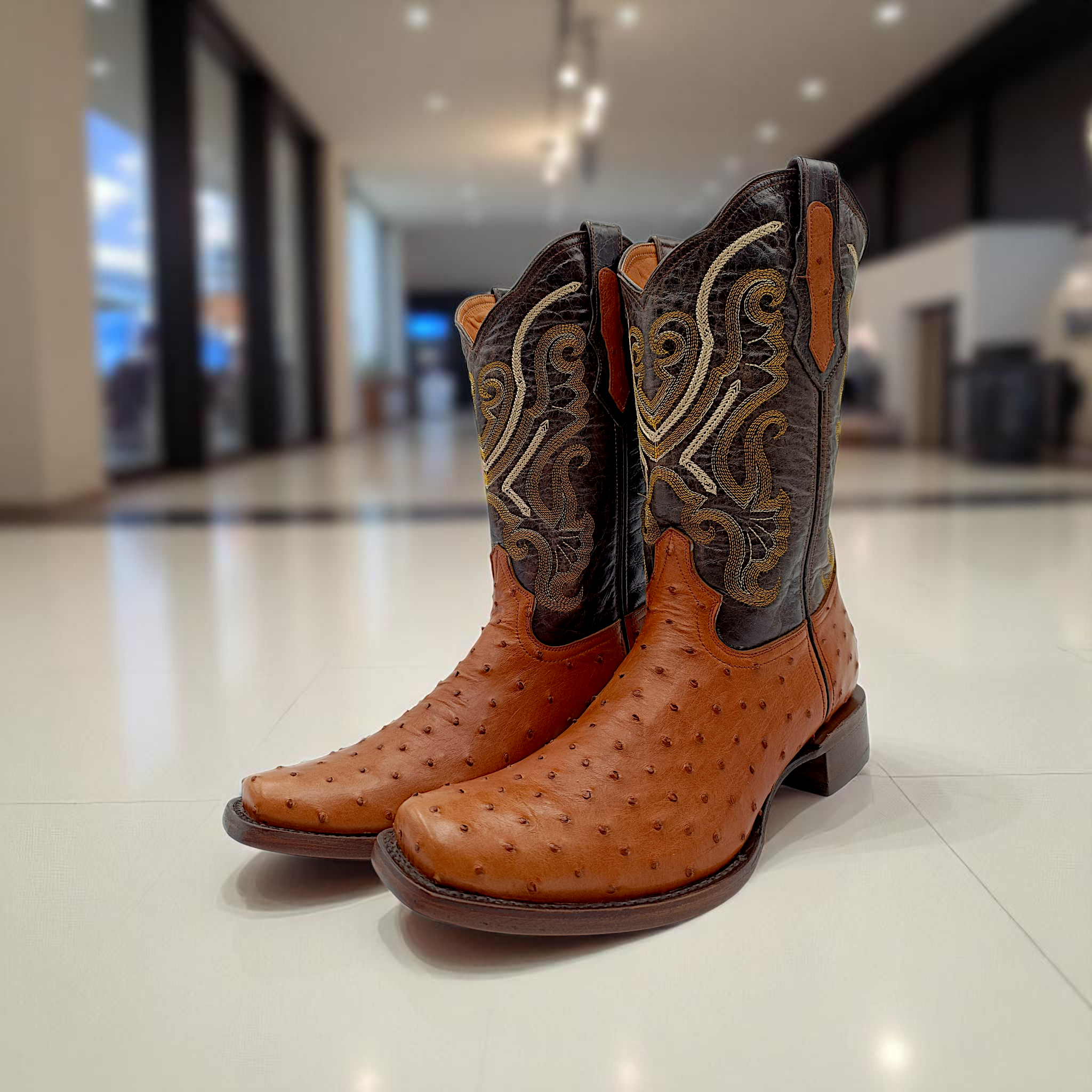 BOTA VAQUERA EN PIEL GENUINA DE AVESTRUZ PARA CABALLERO (M26)