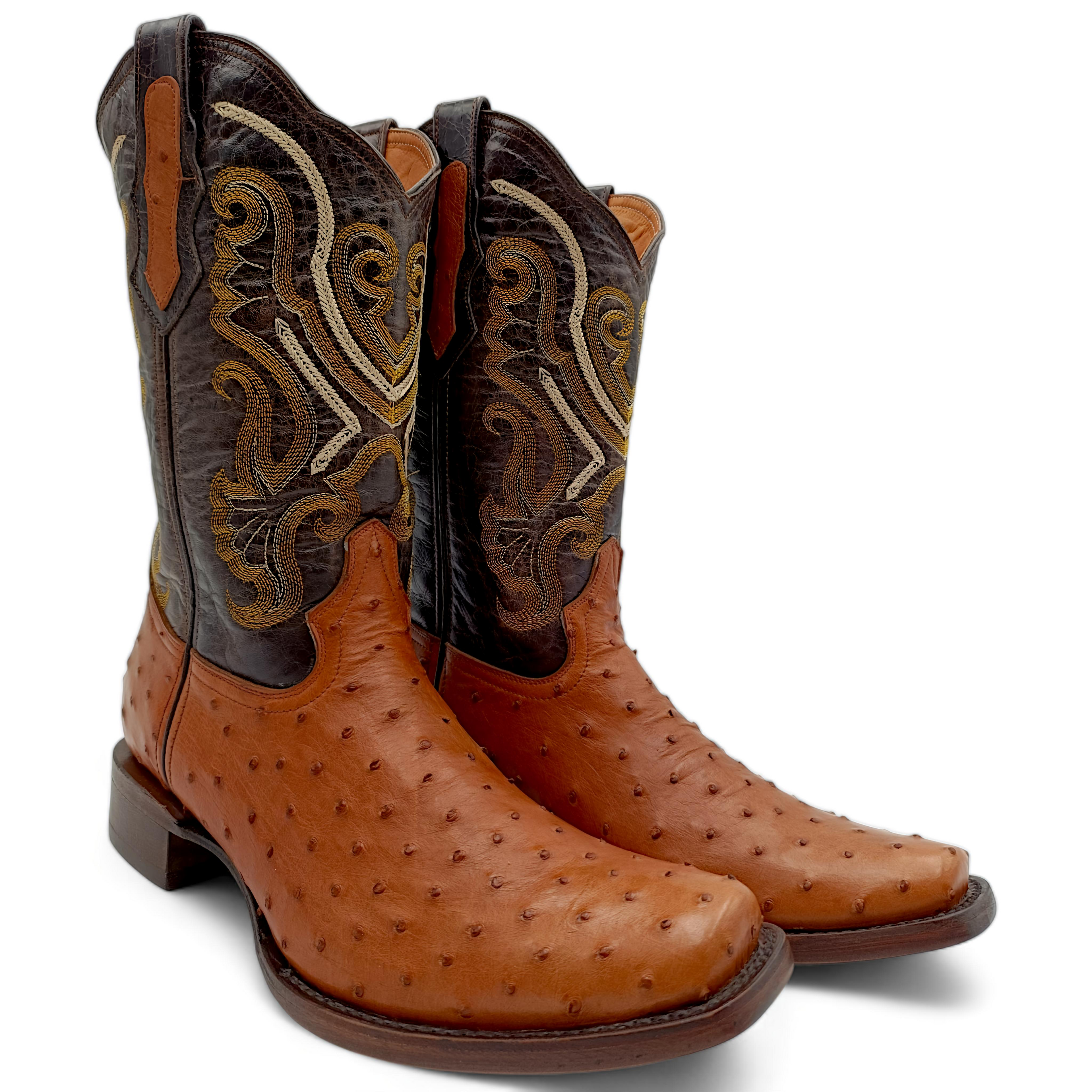BOTA VAQUERA EN PIEL GENUINA DE AVESTRUZ PARA CABALLERO (M26)
