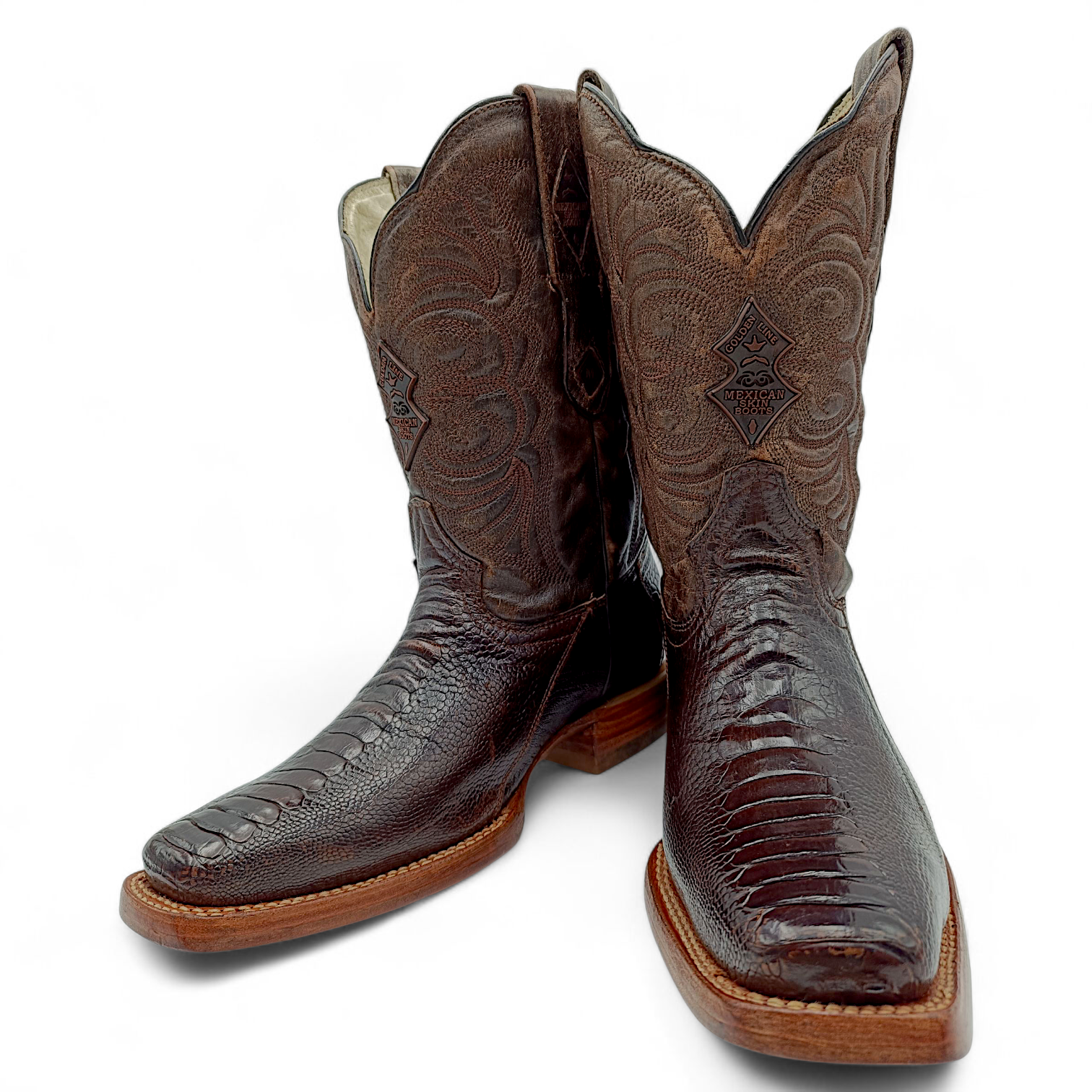 BOTA VAQUERA EN PIEL GENUINA DE PATA DE AVESTRUZ PARA CABALLERO (MSN)