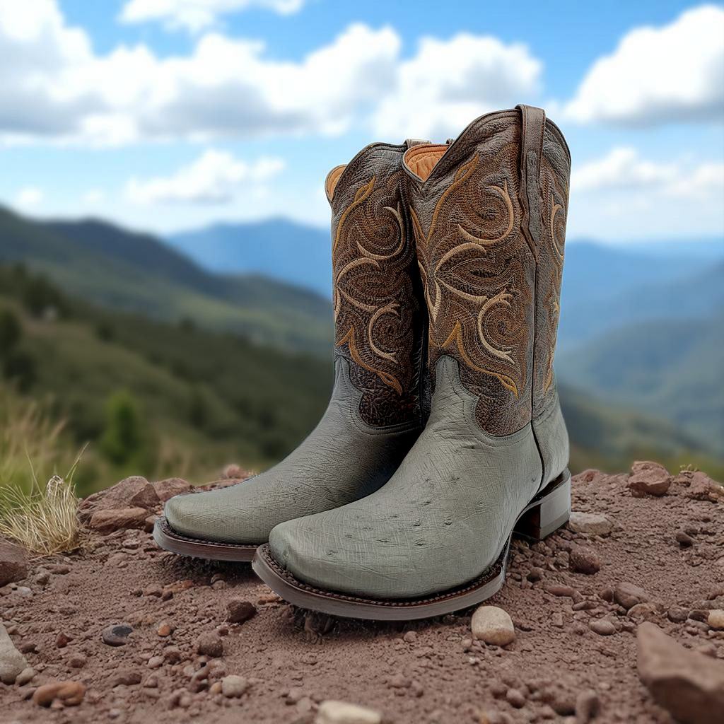 BOTA VAQUERA EN PIEL GENUINA DE AVESTRUZ PARA CABALLERO (M27)