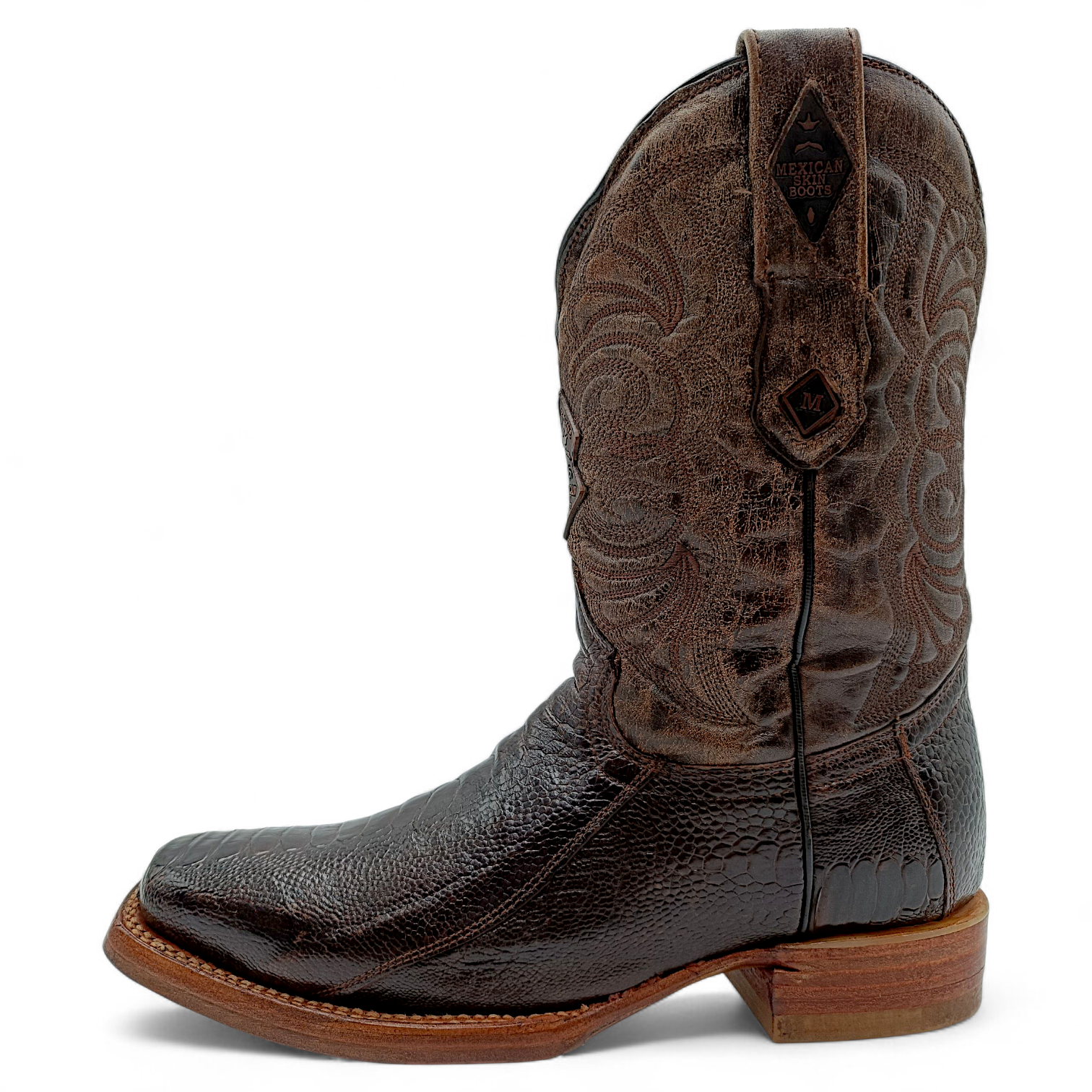BOTA VAQUERA EN PIEL GENUINA DE PATA DE AVESTRUZ PARA CABALLERO (MSN)
