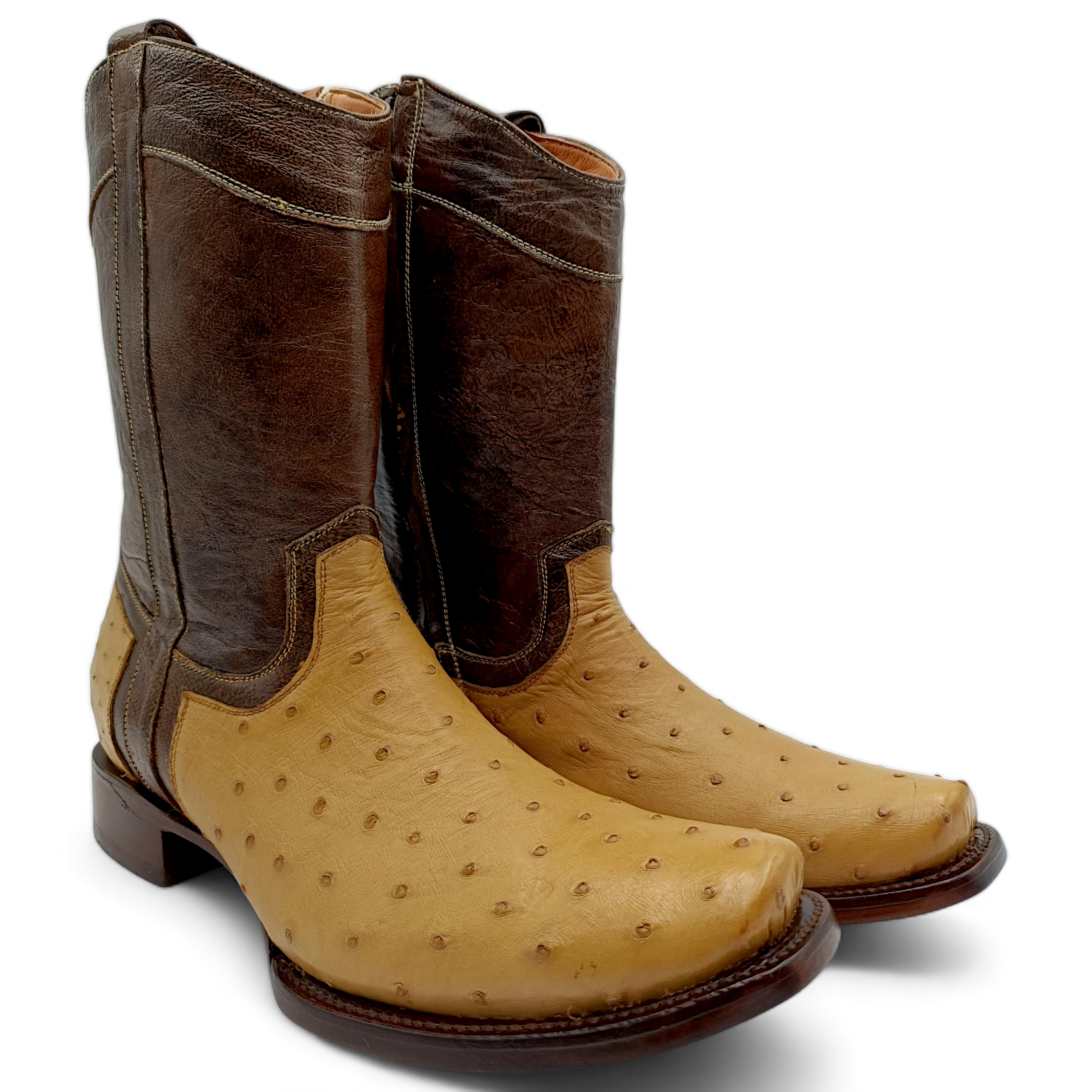 BOTA VAQUERA EN PIEL GENUINA DE AVESTRUZ PARA CABALLERO (M2)