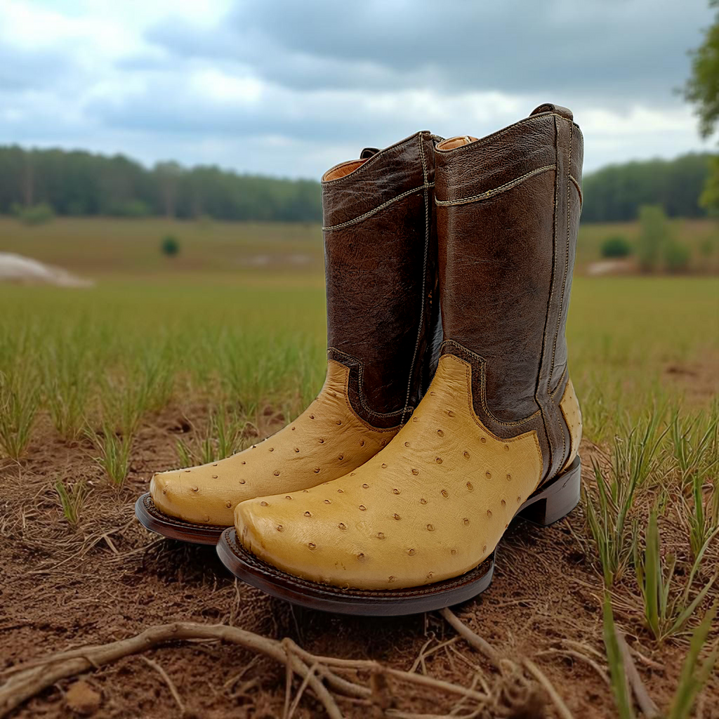 BOTA VAQUERA EN PIEL GENUINA DE AVESTRUZ PARA CABALLERO (M2)