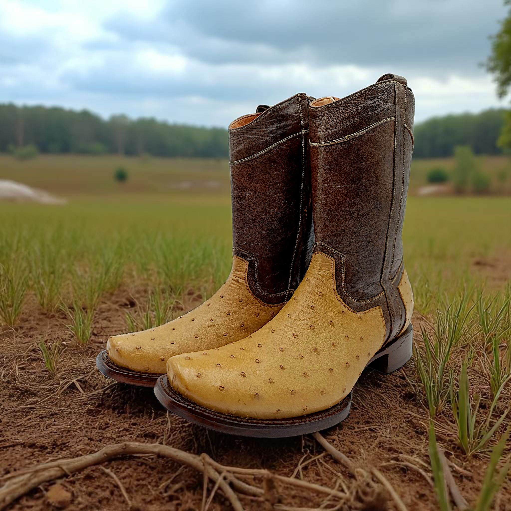 BOTA VAQUERA EN PIEL GENUINA DE AVESTRUZ PARA CABALLERO (M2)