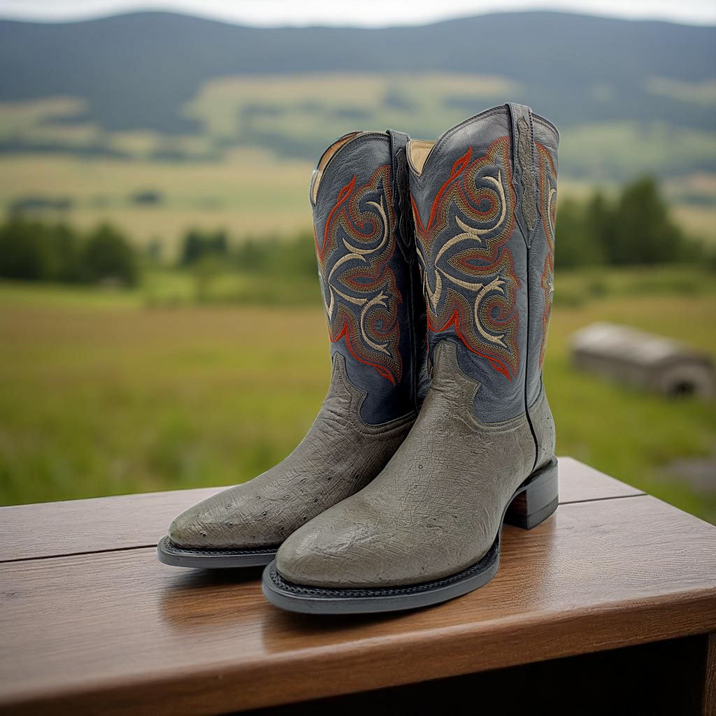 BOTA VAQUERA EN PIEL GENUINA DE AVESTRUZ PARA CABALLERO (M24)