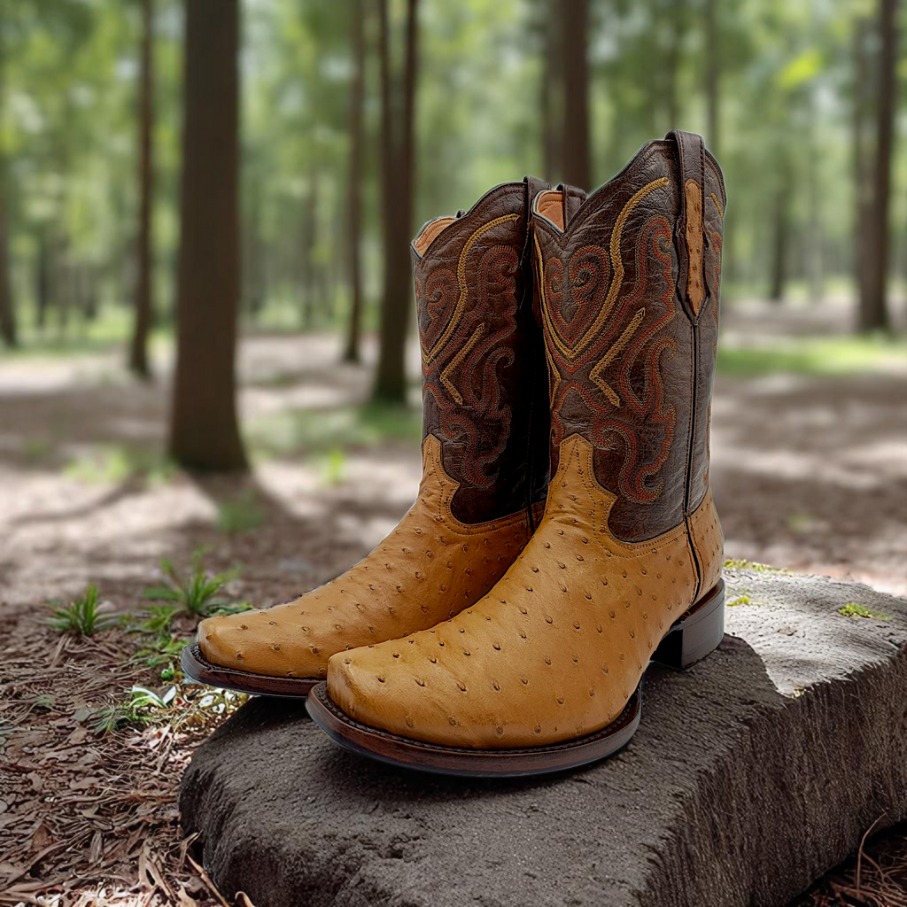 BOTA VAQUERA EN PIEL GENUINA DE AVESTRUZ PARA CABALLERO (M9)