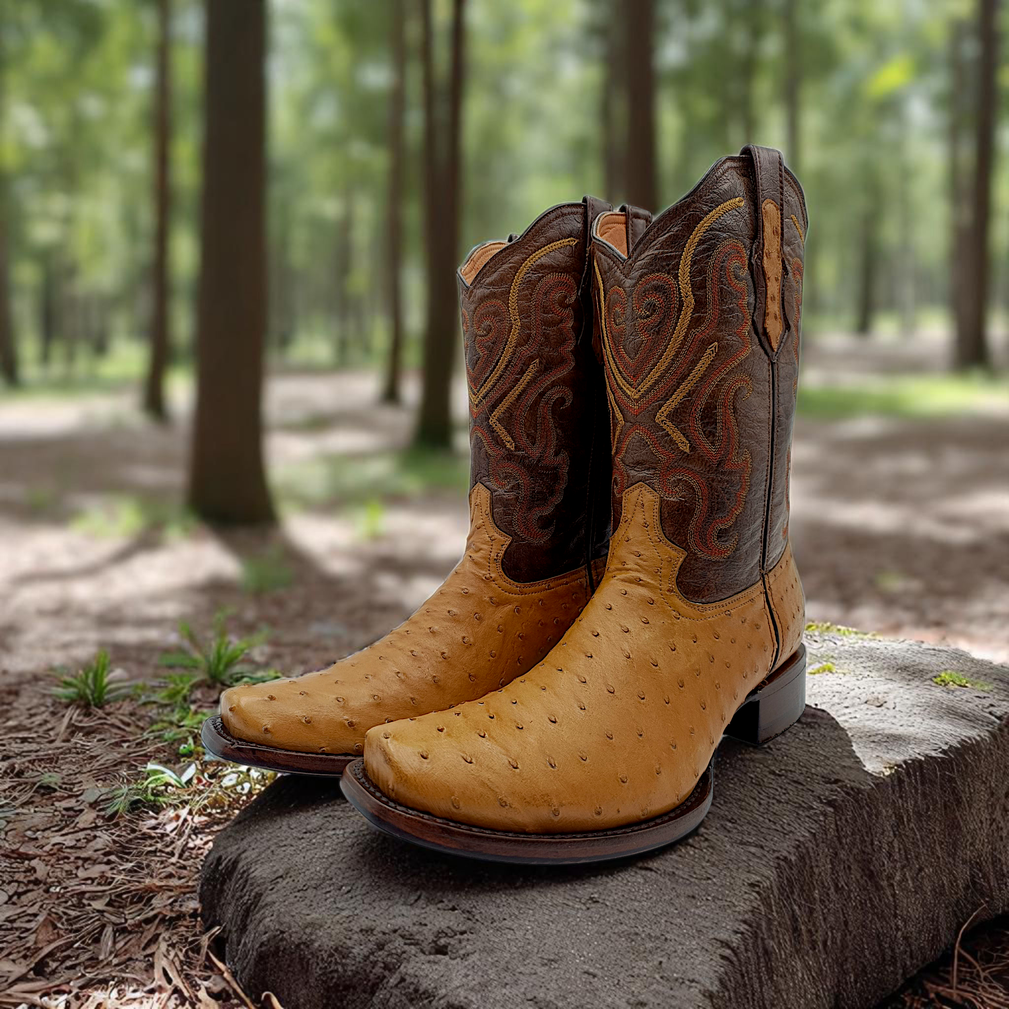 BOTA VAQUERA EN PIEL GENUINA DE AVESTRUZ PARA CABALLERO (M9)