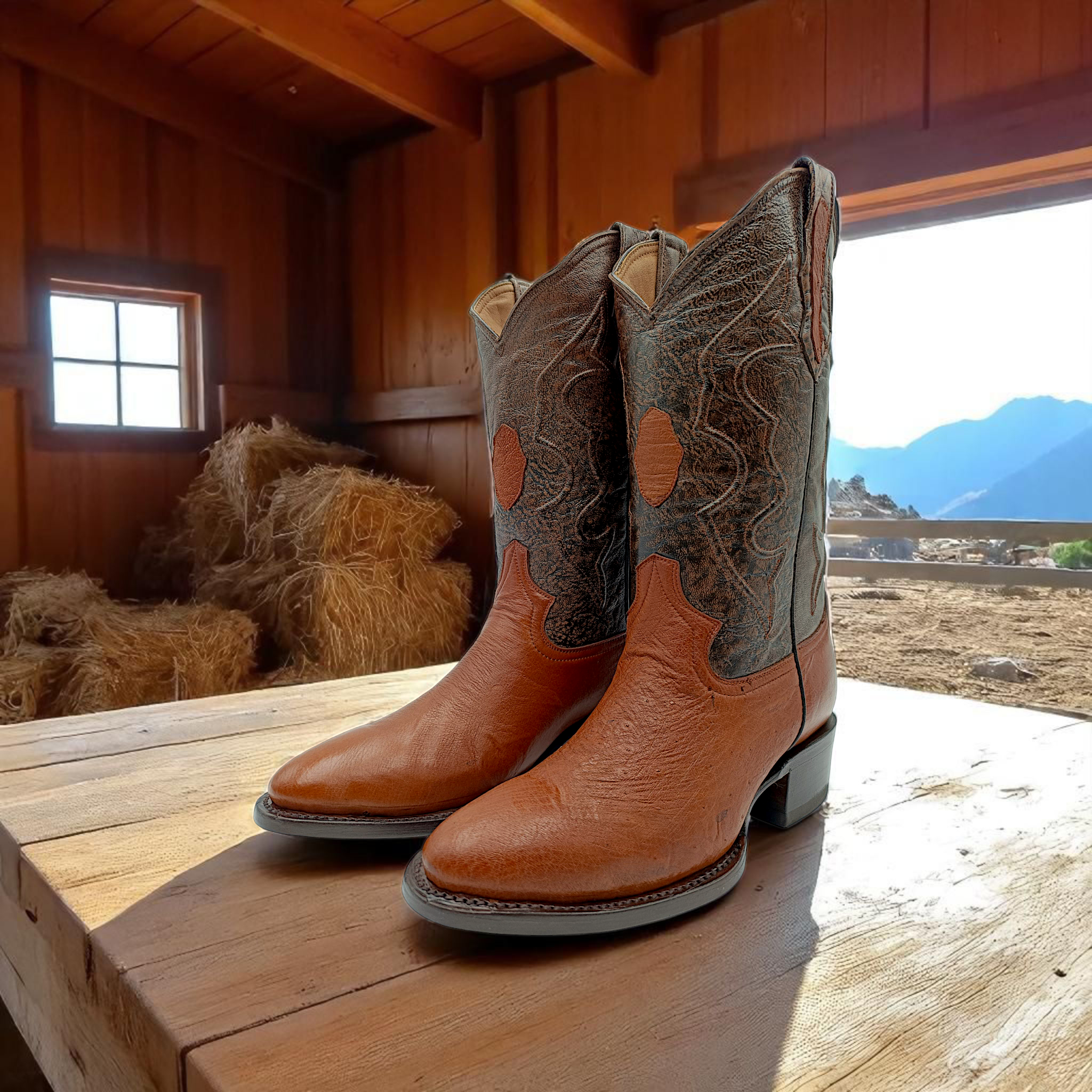BOTA VAQUERA EN PIEL GENUINA DE AVESTRUZ PARA CABALLERO (M4)