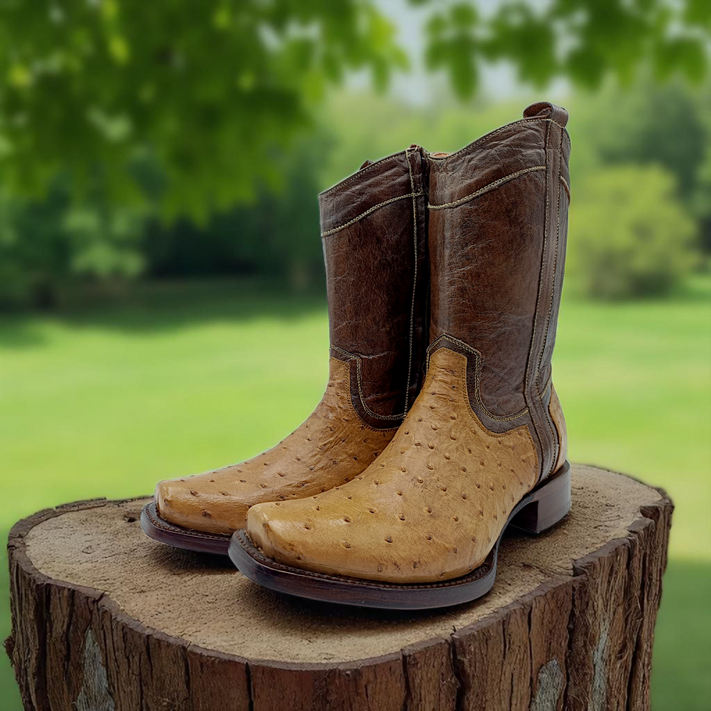 BOTA VAQUERA EN PIEL GENUINA DE AVESTRUZ PARA CABALLERO (M1)