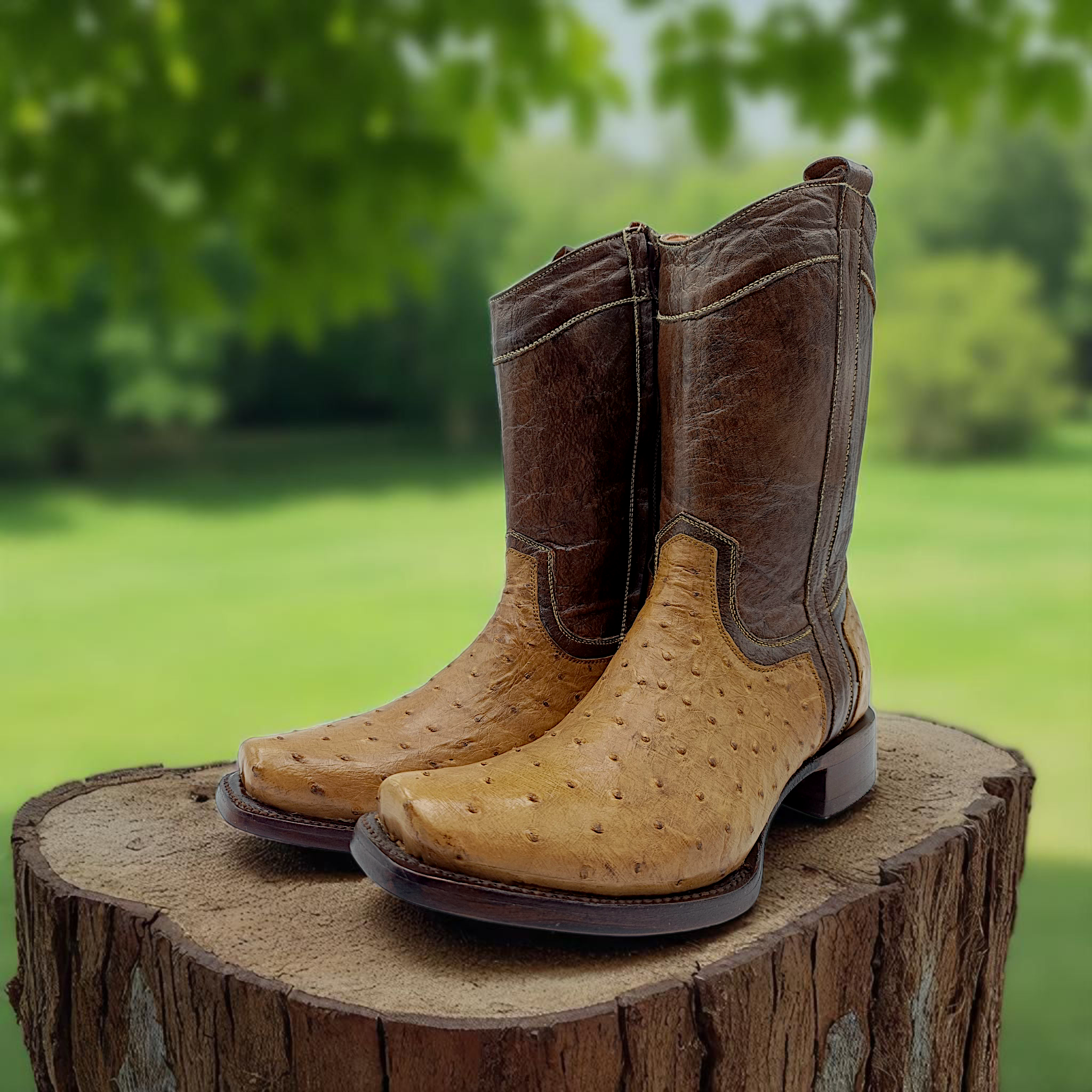 BOTA VAQUERA EN PIEL GENUINA DE AVESTRUZ PARA CABALLERO (M1)