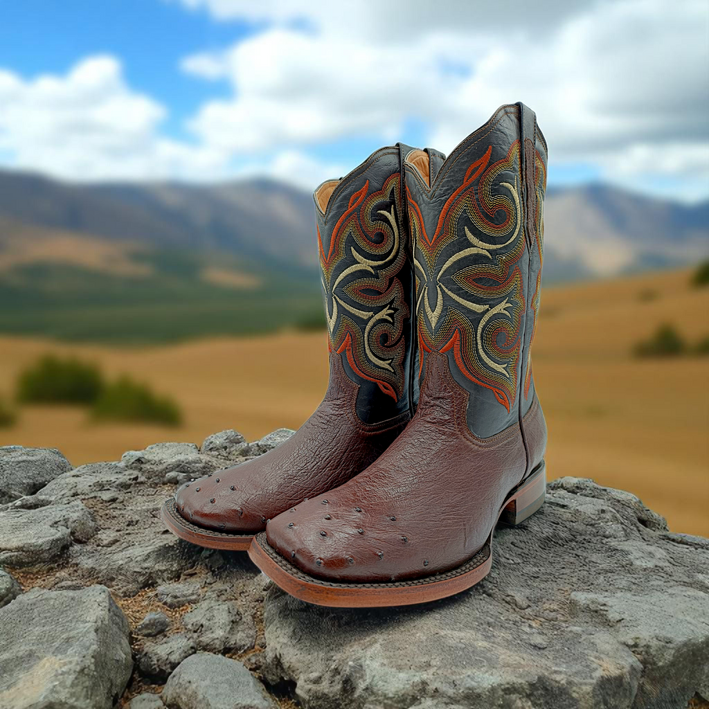 BOTA VAQUERA EN PIEL GENUINA DE AVESTRUZ PARA CABALLERO (M14)