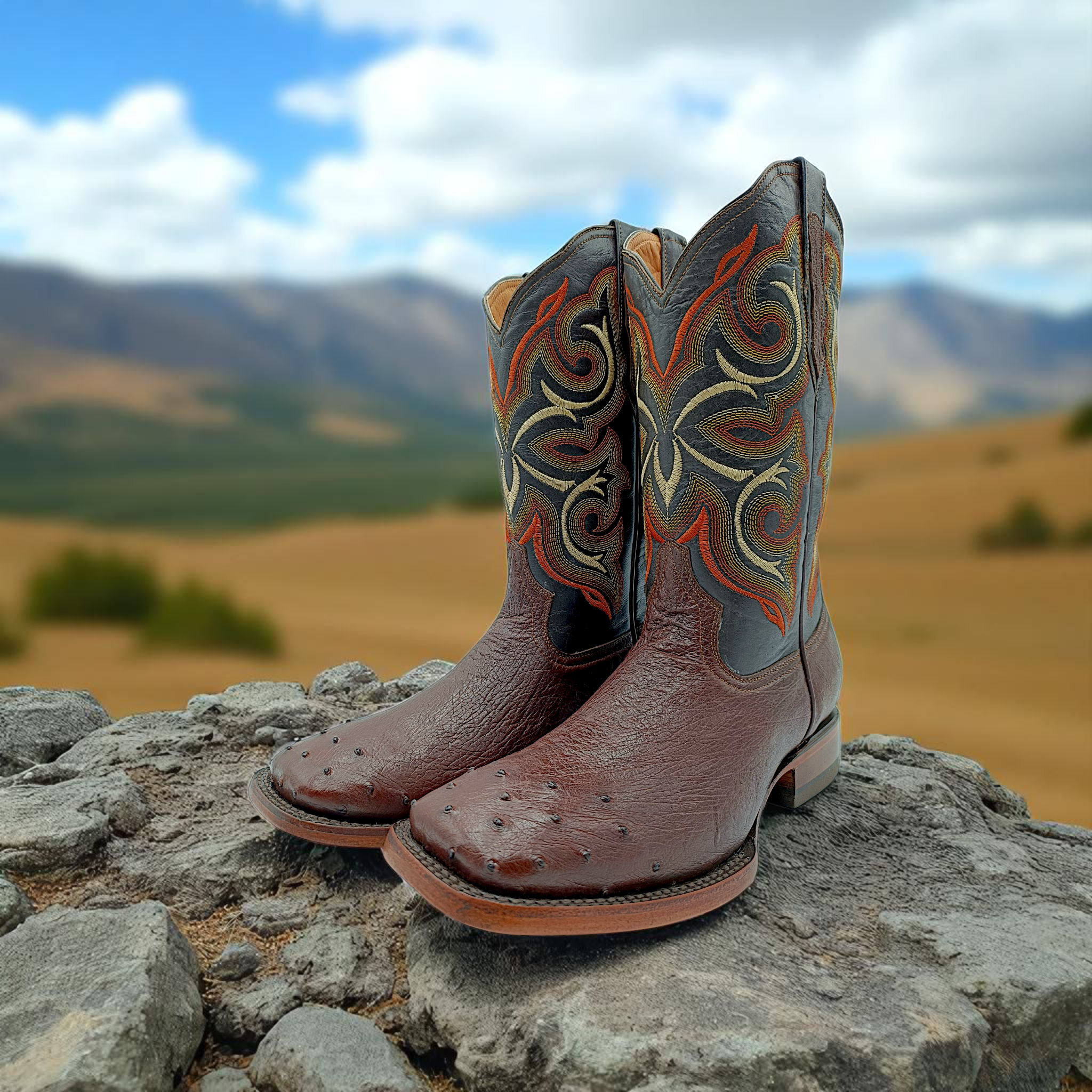 BOTA VAQUERA EN PIEL GENUINA DE AVESTRUZ PARA CABALLERO (M14)