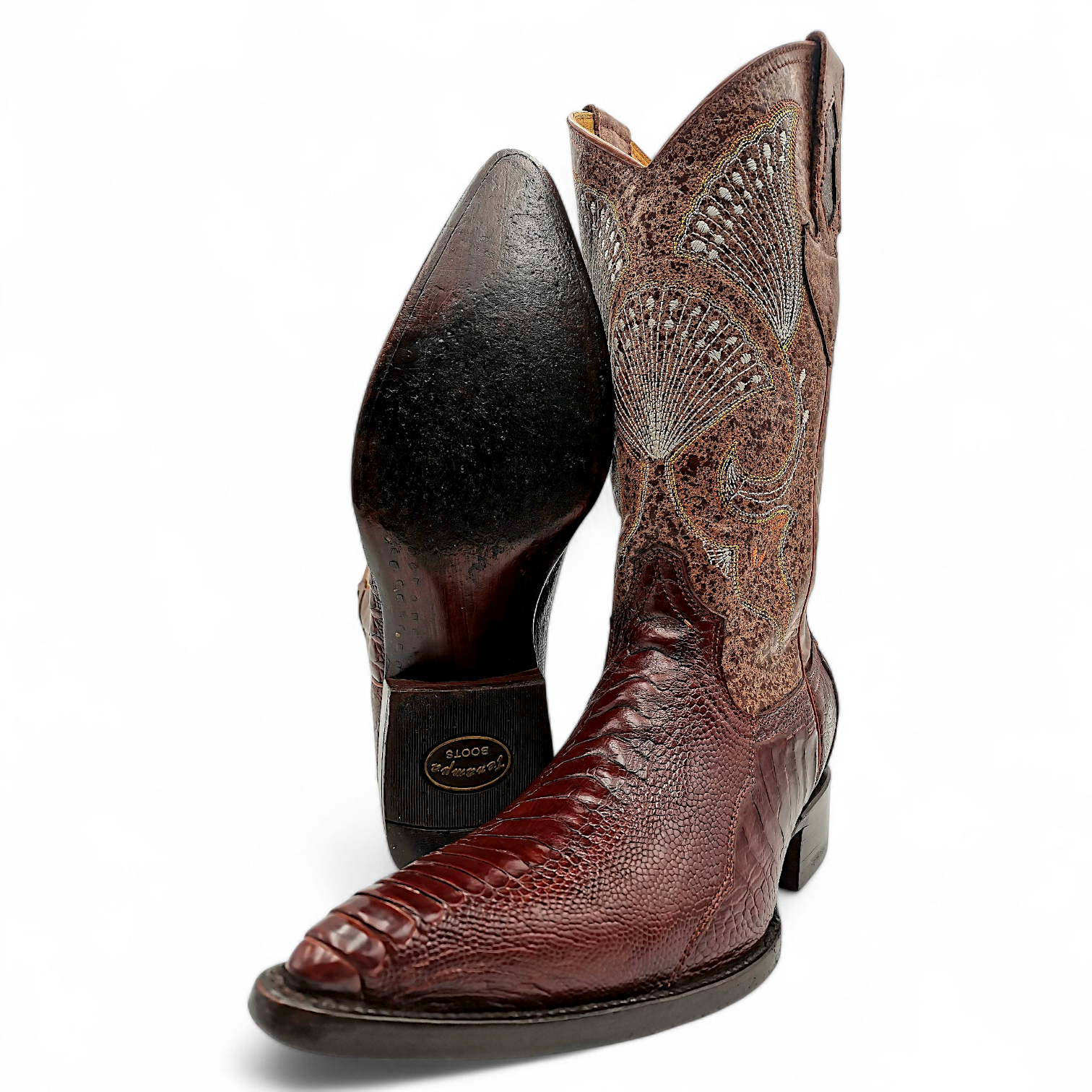 BOTA VAQUERA EN PIEL GENUINA DE PATA DE AVESTRUZ PARA CABALLERO (MSN)
