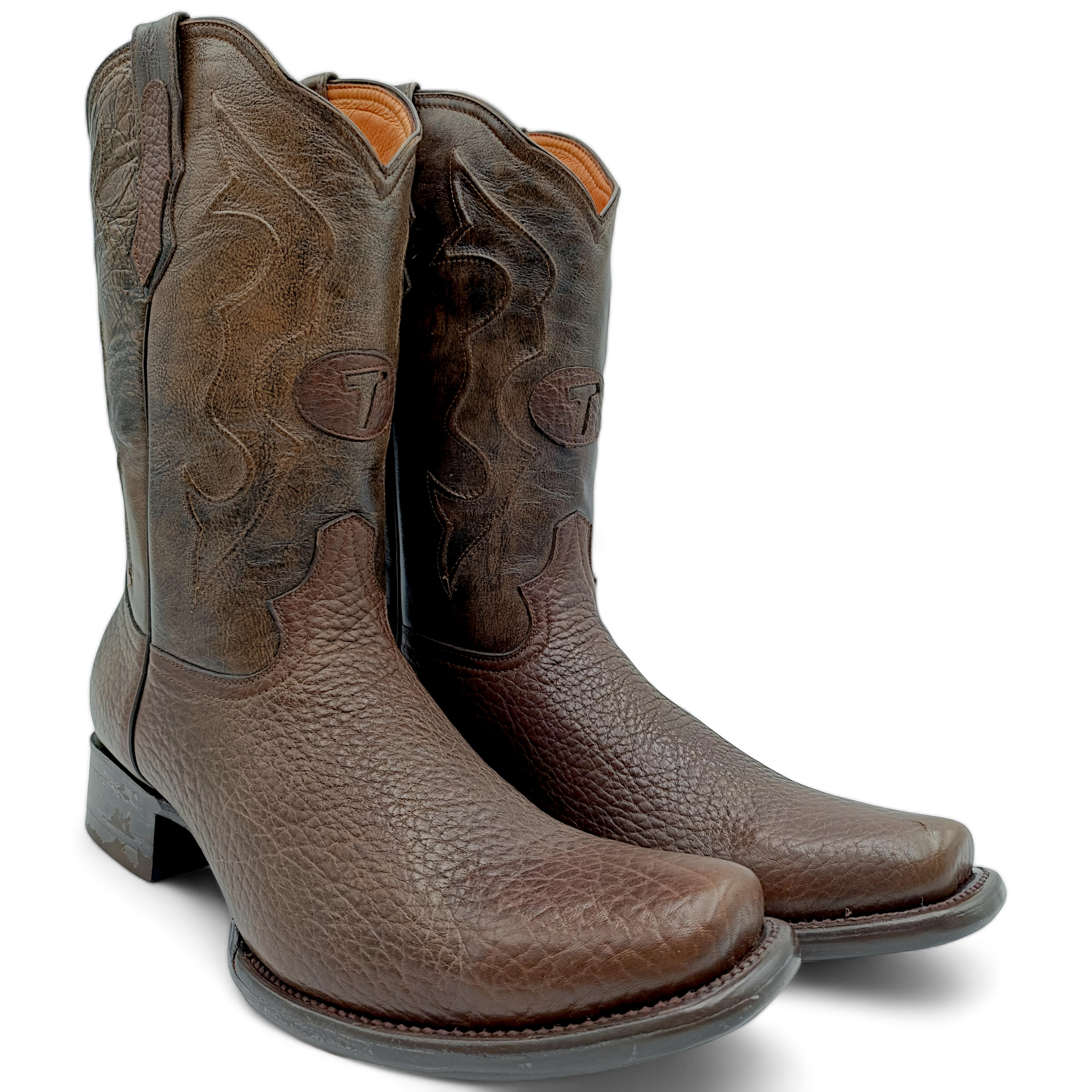 BOTA VAQUERA EN PIEL GENUINA DE CUELLO DE TORO PARA CABALLERO (M22)