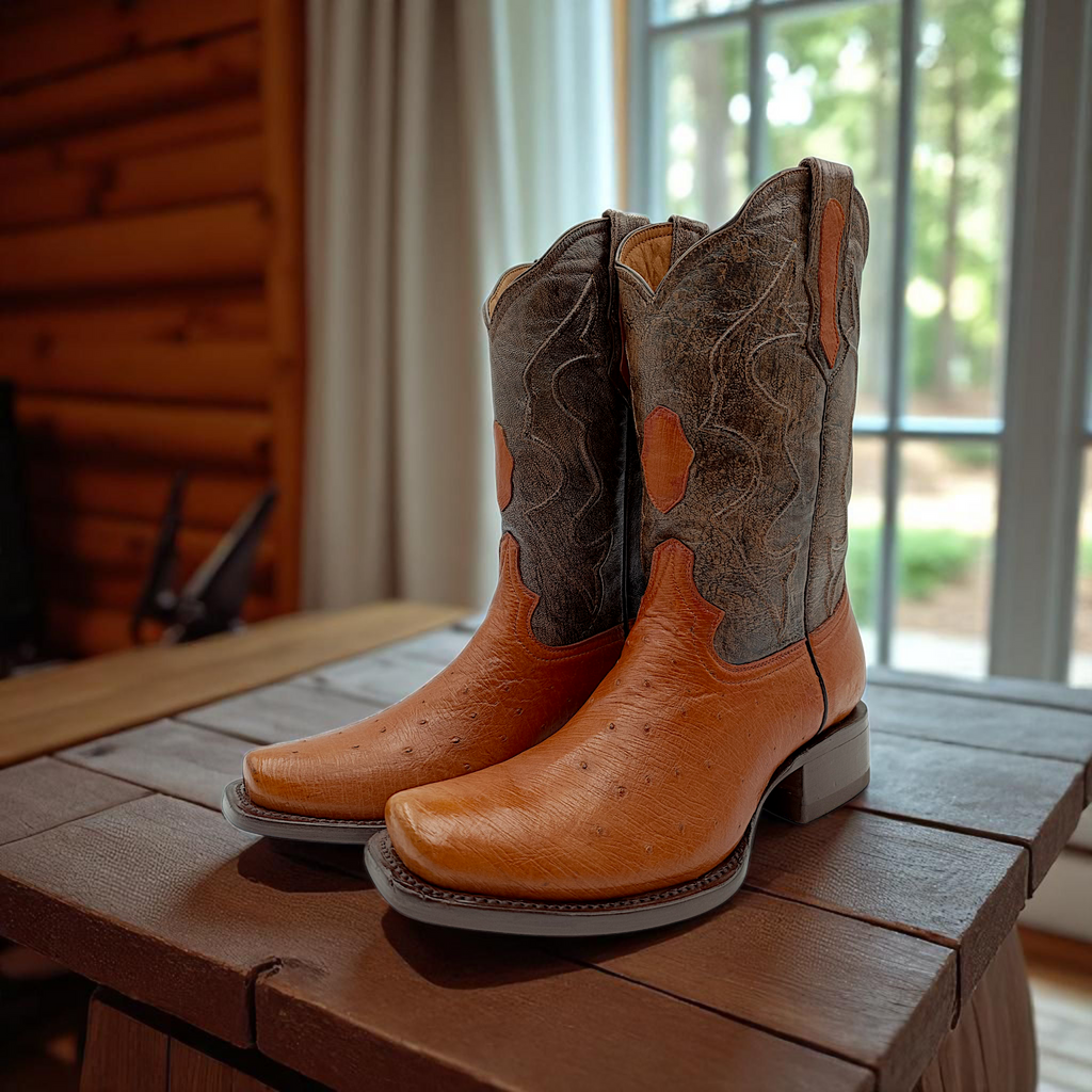 BOTA VAQUERA EN PIEL GENUINA DE AVESTRUZ PARA CABALLERO (M5)