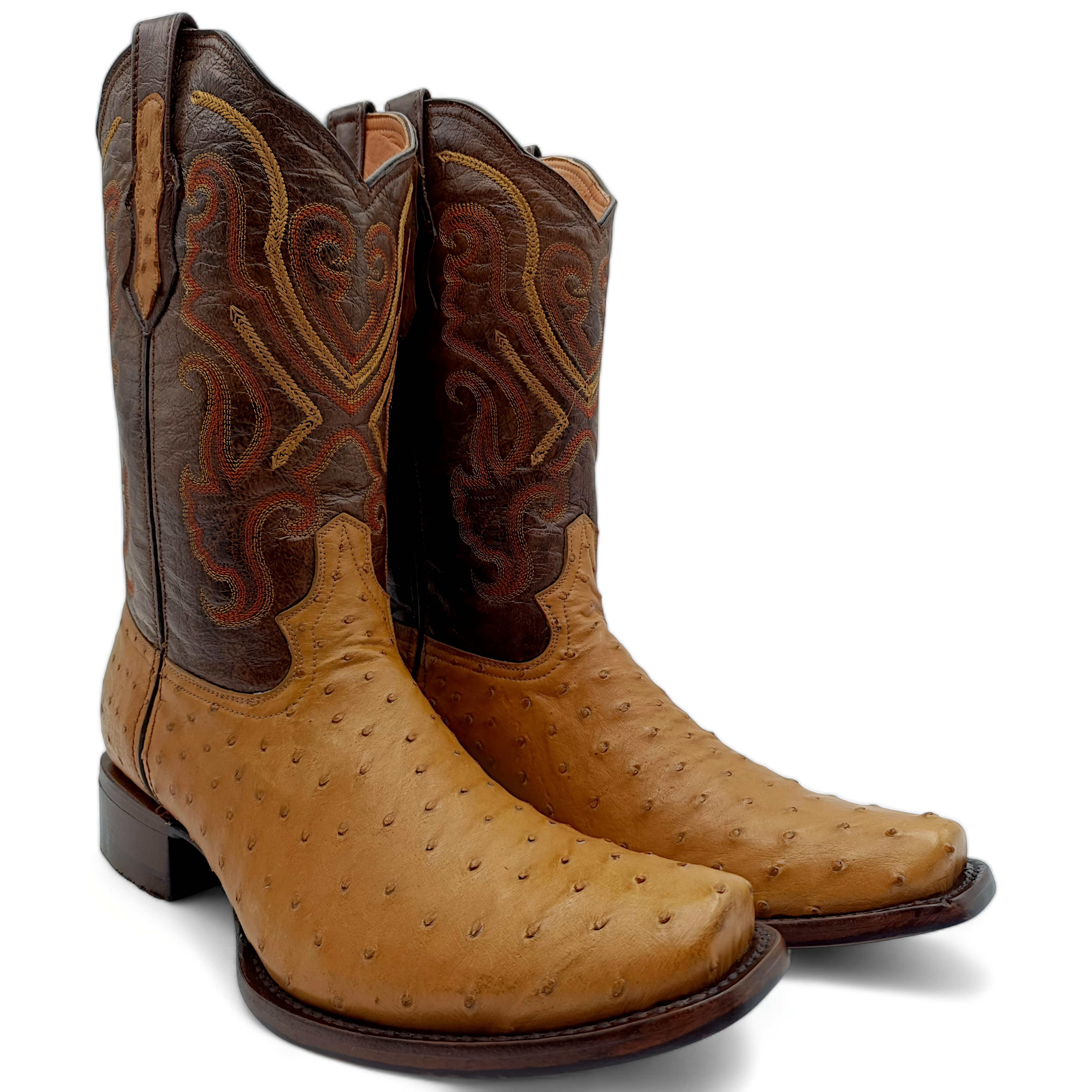 BOTA VAQUERA EN PIEL GENUINA DE AVESTRUZ PARA CABALLERO (M9)