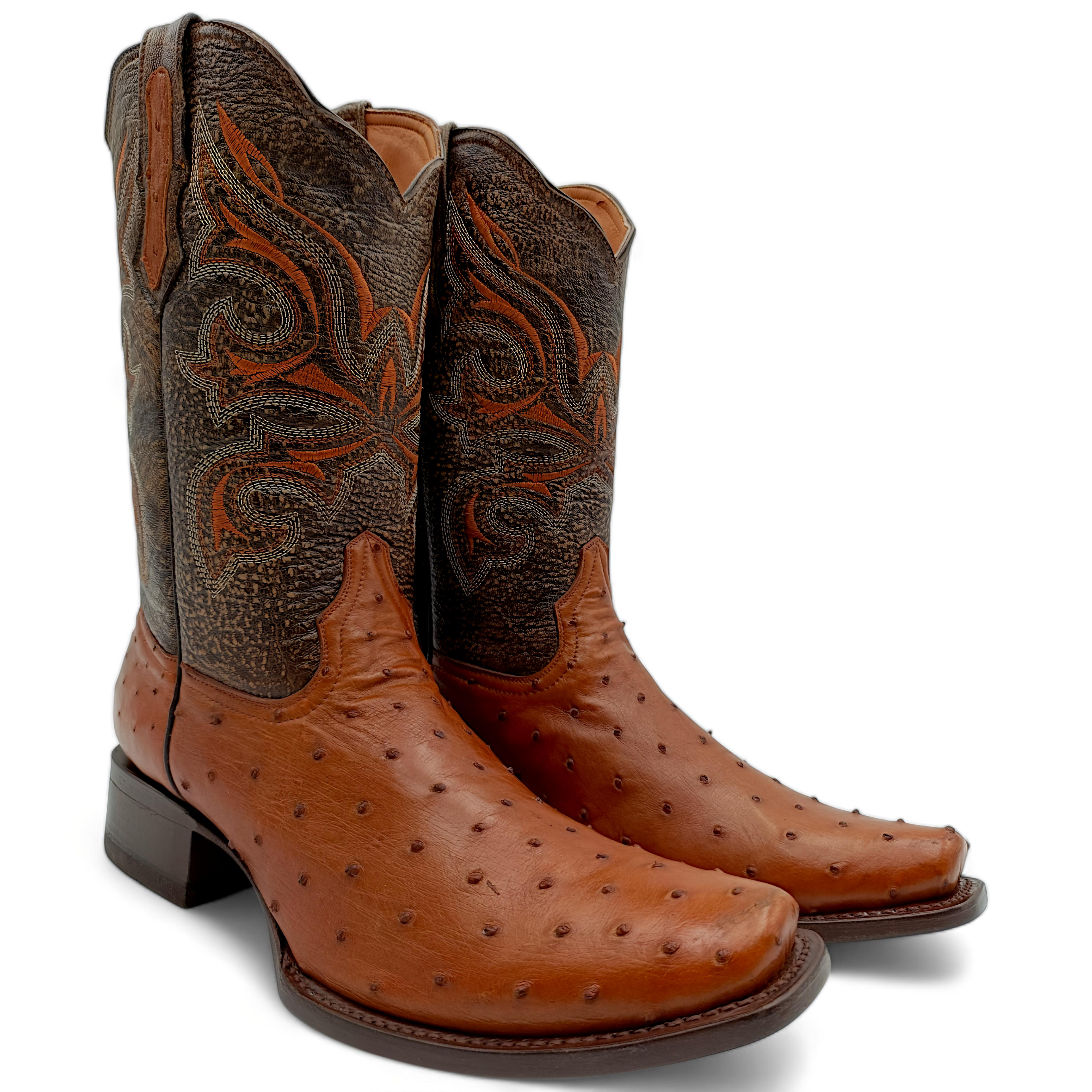BOTA VAQUERA EN PIEL GENUINA DE AVESTRUZ PARA CABALLERO (M17)