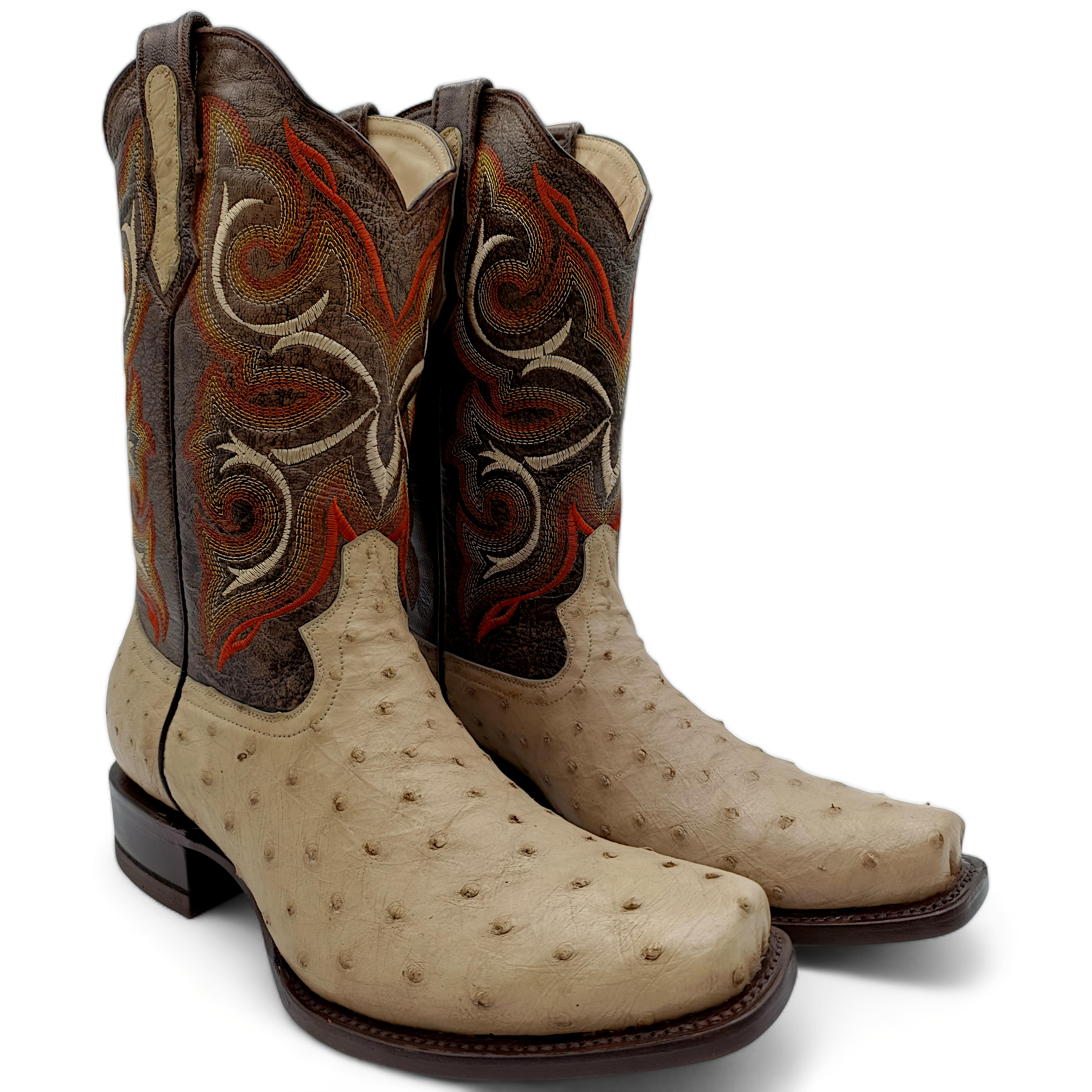 BOTA VAQUERA EN PIEL GENUINA DE AVESTRUZ PARA CABALLERO (M15)