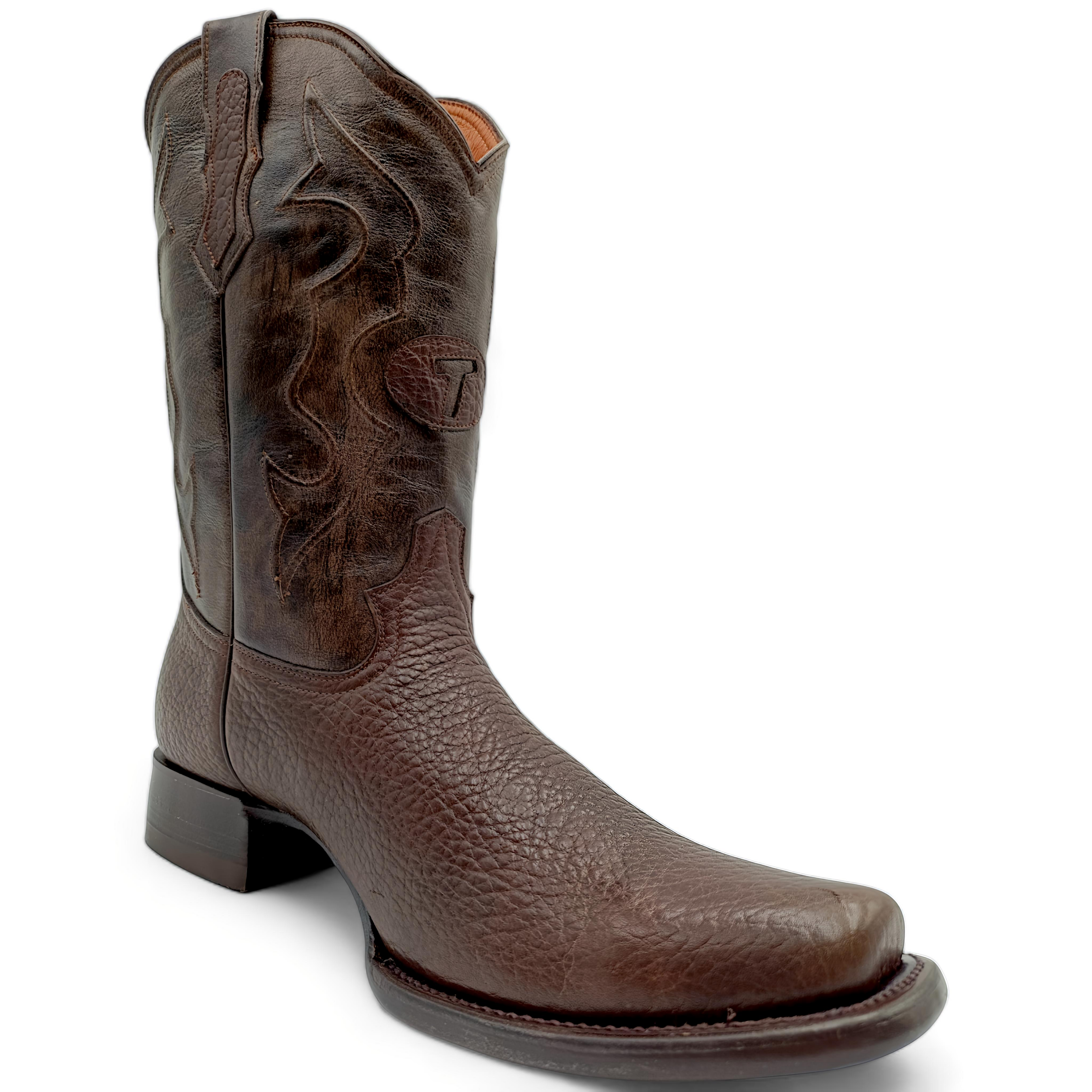 BOTA VAQUERA EN PIEL GENUINA DE CUELLO DE TORO PARA CABALLERO (M22)