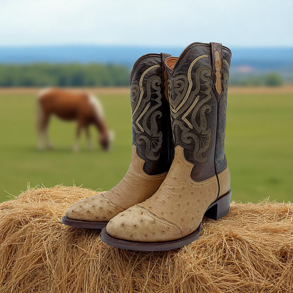 BOTA VAQUERA EN PIEL GENUINA DE AVESTRUZ PARA CABALLERO (M6)