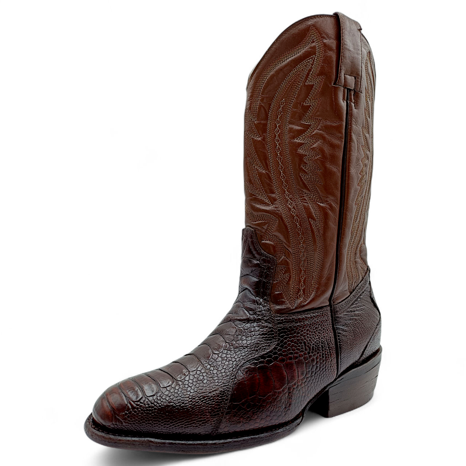 BOTA VAQUERA EN PIEL GENUINA DE PATA DE AVESTRUZ PARA CABALLERO (MSN)