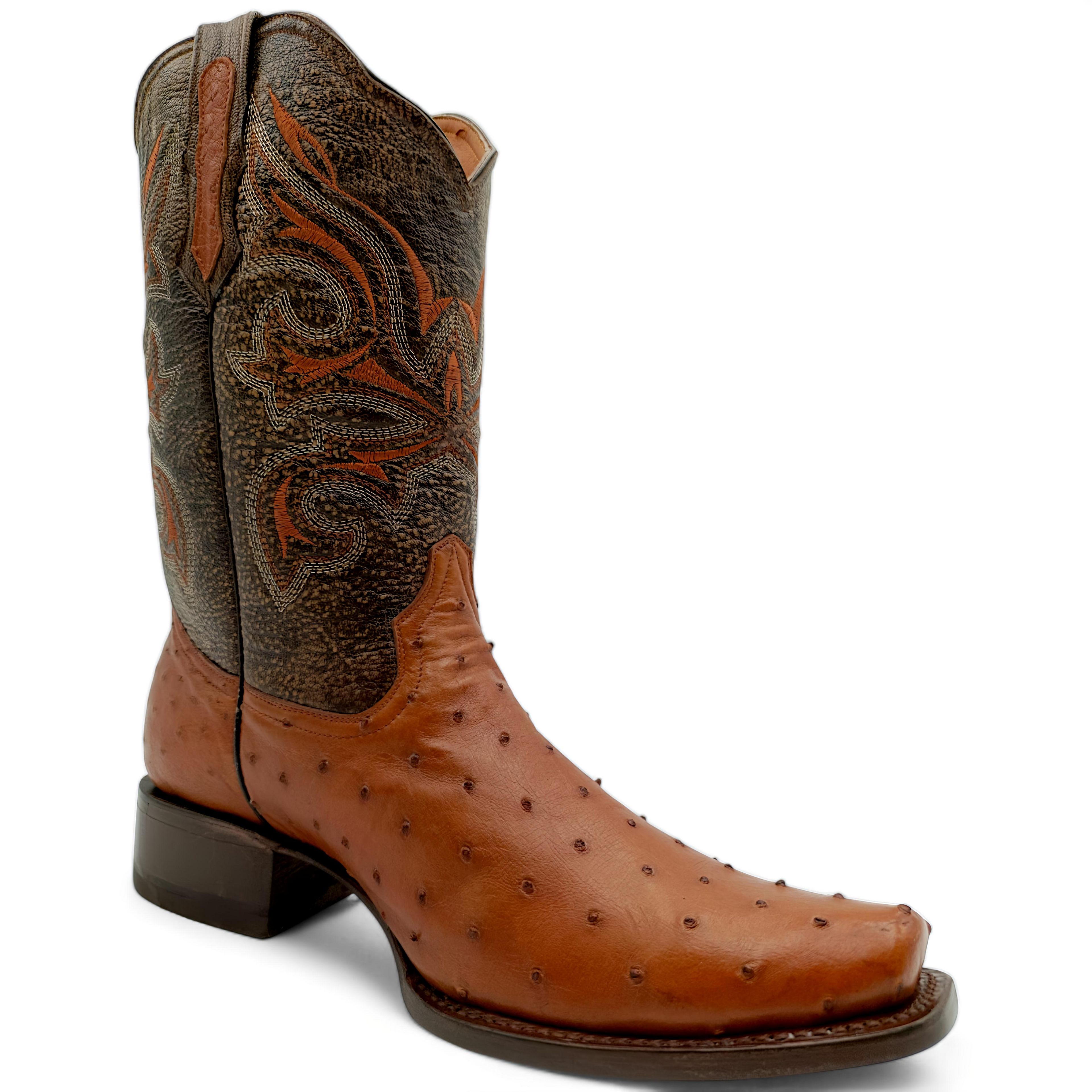 BOTA VAQUERA EN PIEL GENUINA DE AVESTRUZ PARA CABALLERO (M17)