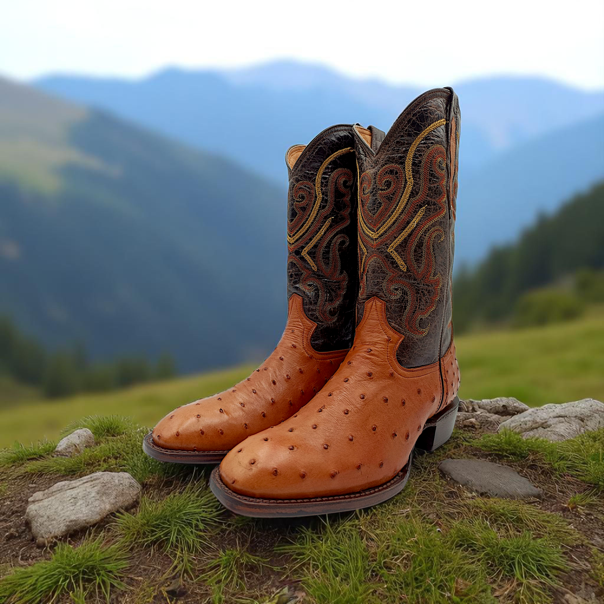 BOTA VAQUERA EN PIEL GENUINA DE AVESTRUZ PARA CABALLERO (M19)