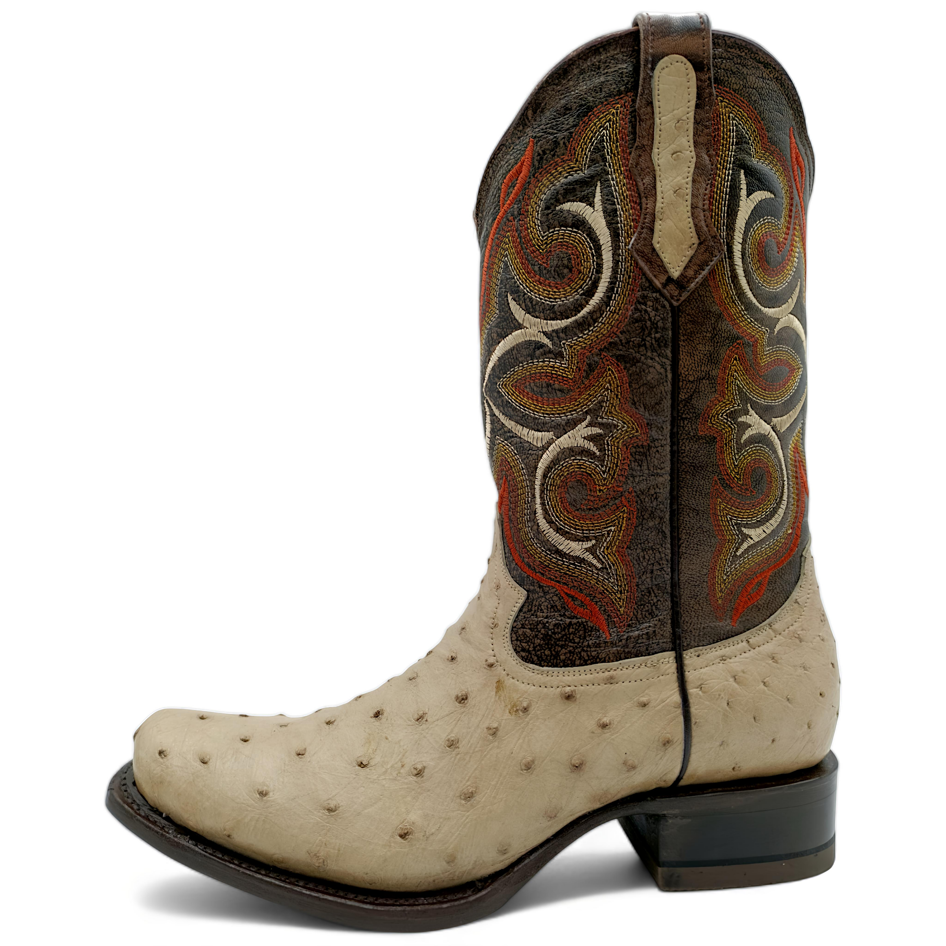 BOTA VAQUERA EN PIEL GENUINA DE AVESTRUZ PARA CABALLERO (M15)