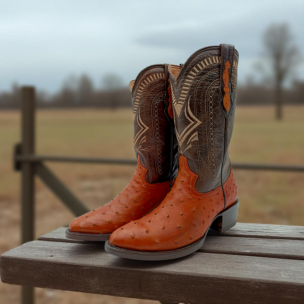 BOTA VAQUERA EN PIEL GENUINA DE AVESTRUZ PARA CABALLERO (M13)