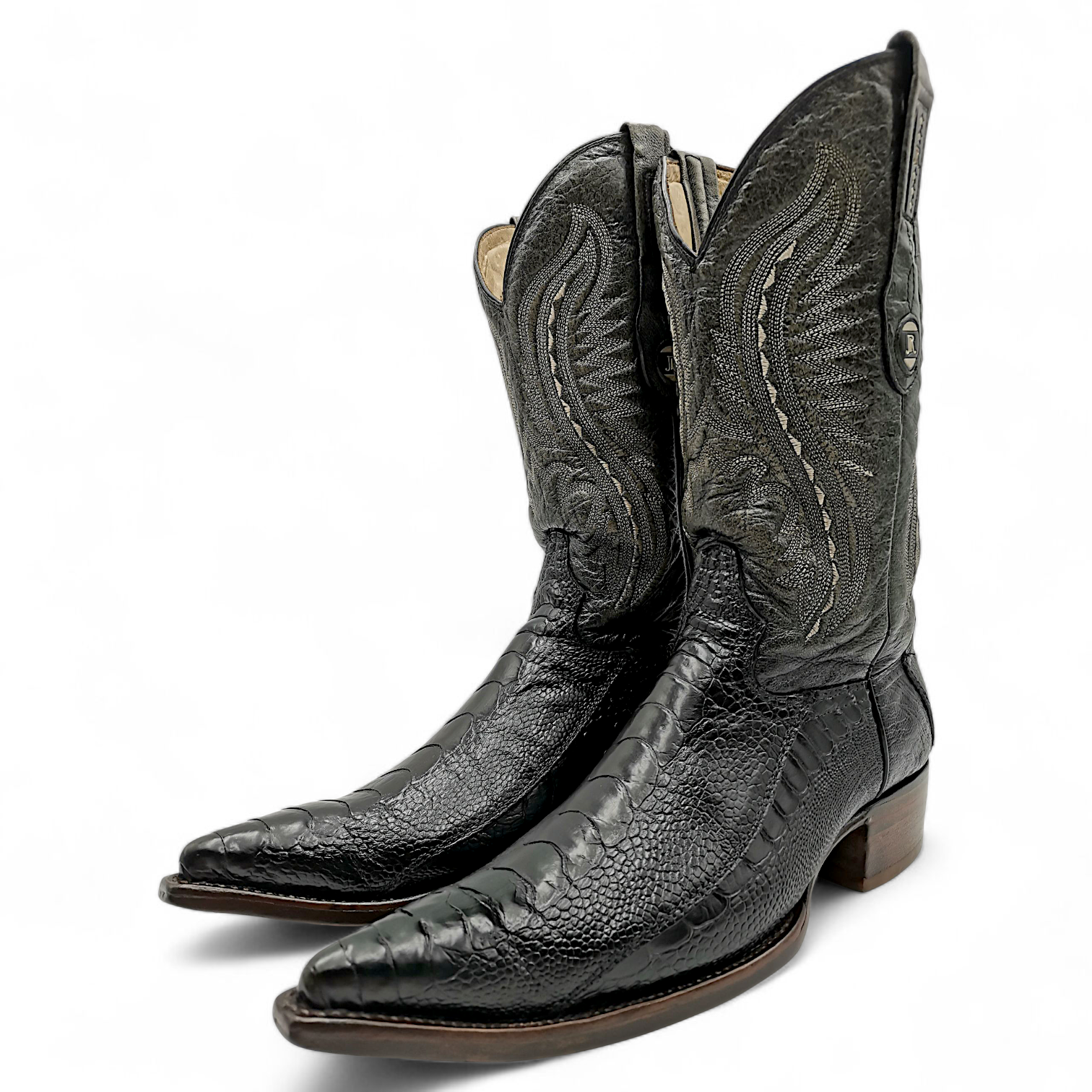 BOTA VAQUERA EN PIEL GENUINA DE PATA DE AVESTRUZ PARA CABALLERO (MSN)