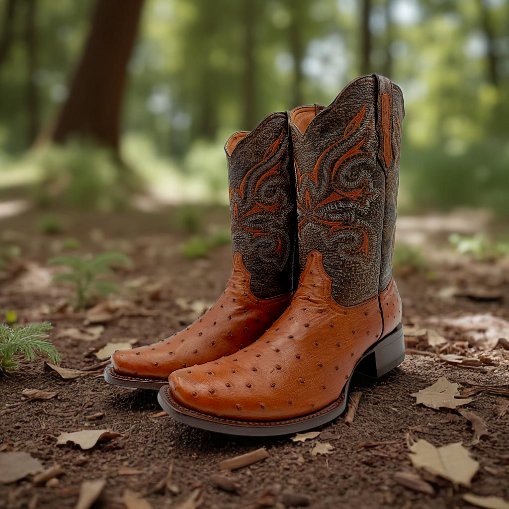 BOTA VAQUERA EN PIEL GENUINA DE AVESTRUZ PARA CABALLERO (M17)