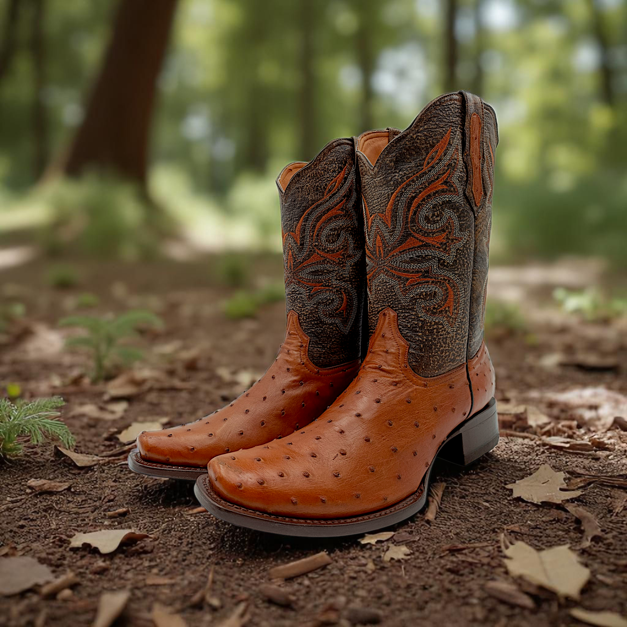 BOTA VAQUERA EN PIEL GENUINA DE AVESTRUZ PARA CABALLERO (M17)
