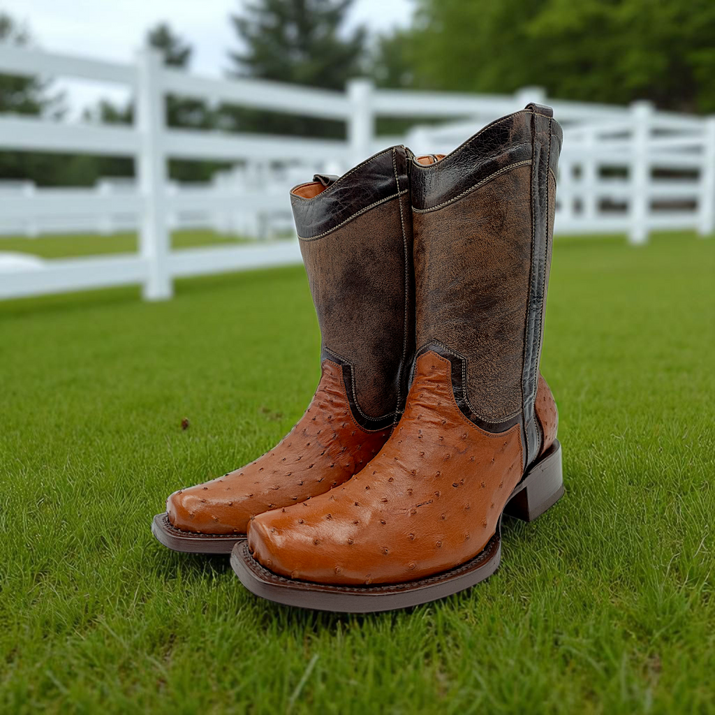 BOTA VAQUERA EN PIEL GENUINA DE AVESTRUZ PARA CABALLERO (M3)