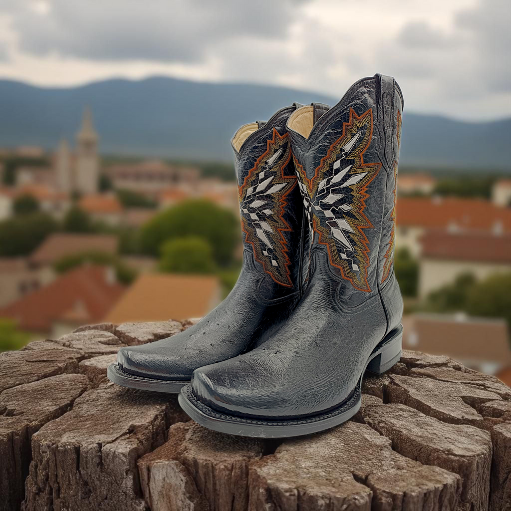 BOTA VAQUERA EN PIEL GENUINA DE AVESTRUZ PARA CABALLERO (M12)