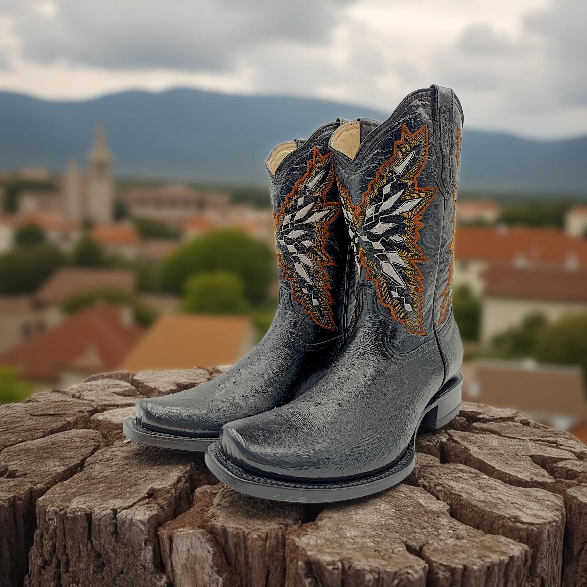 BOTA VAQUERA EN PIEL GENUINA DE AVESTRUZ PARA CABALLERO (M12)